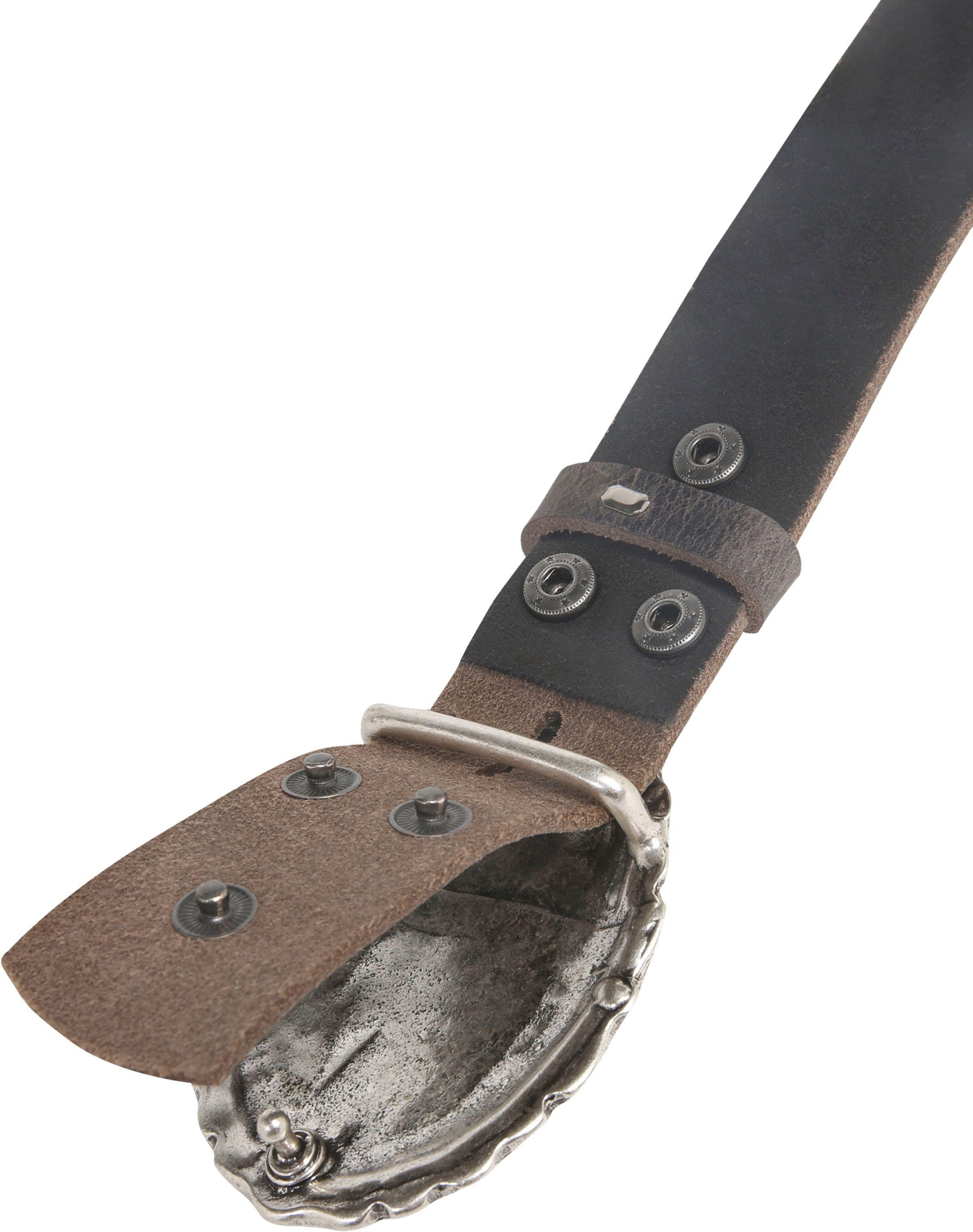 RETTUNGSRING by showroom 019° Leren riem gegraveerde gesp met glinsterende stenen
