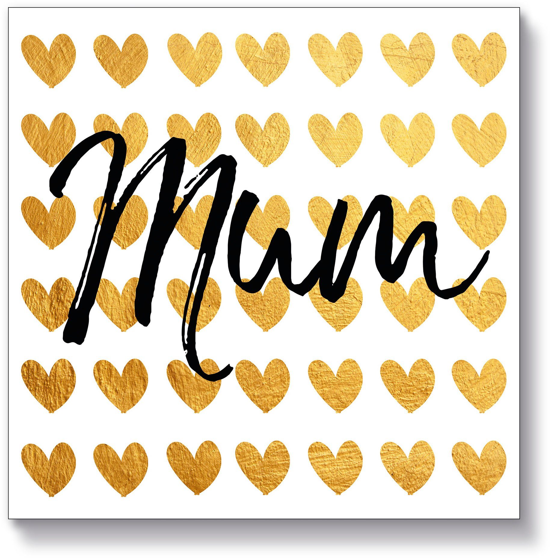 Artland Artprint op hout Gouden harten voor mama