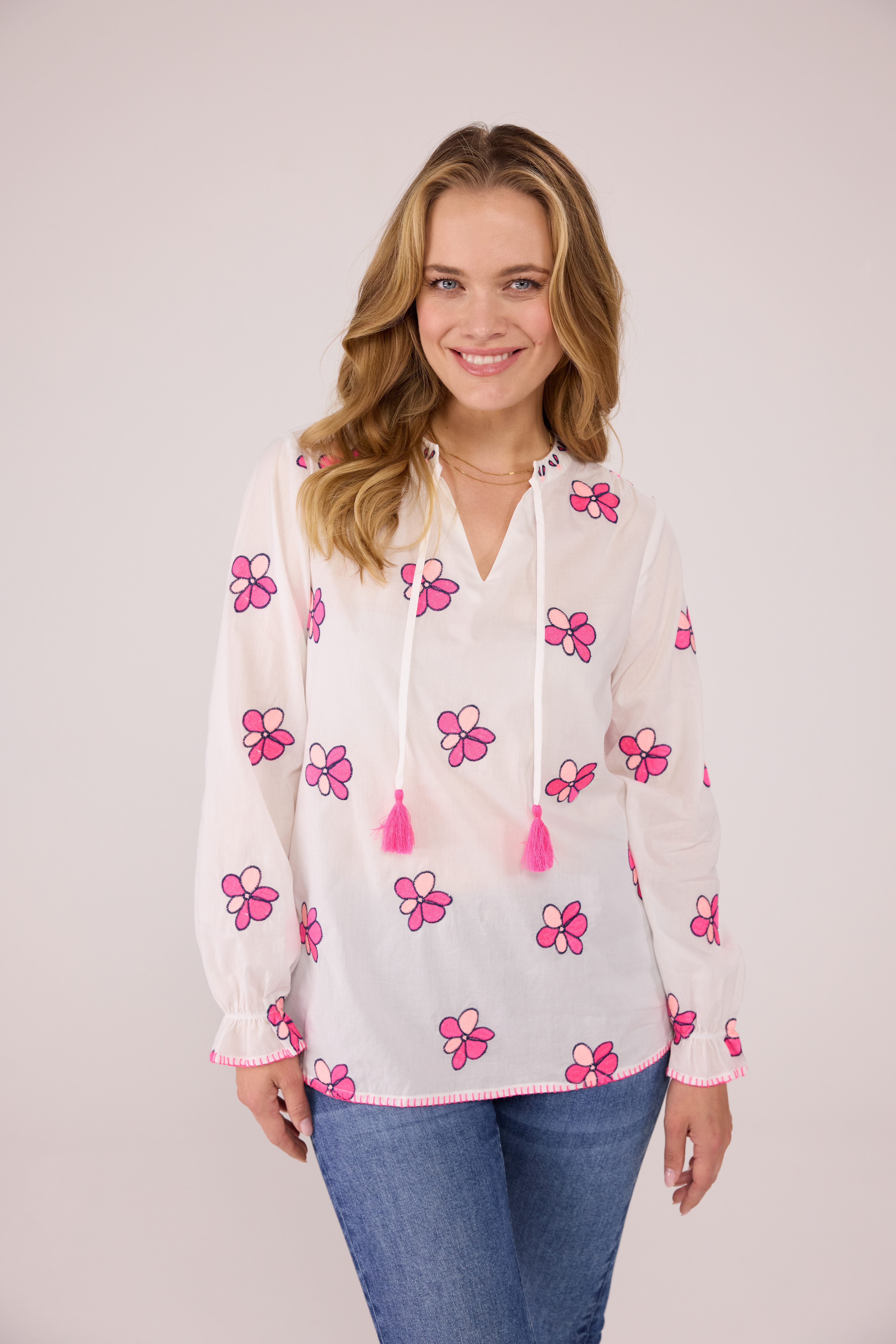 Lieblingsstück Blouse zonder sluiting RianaL met gebloemde all-over print dames blouses maat 40 wit