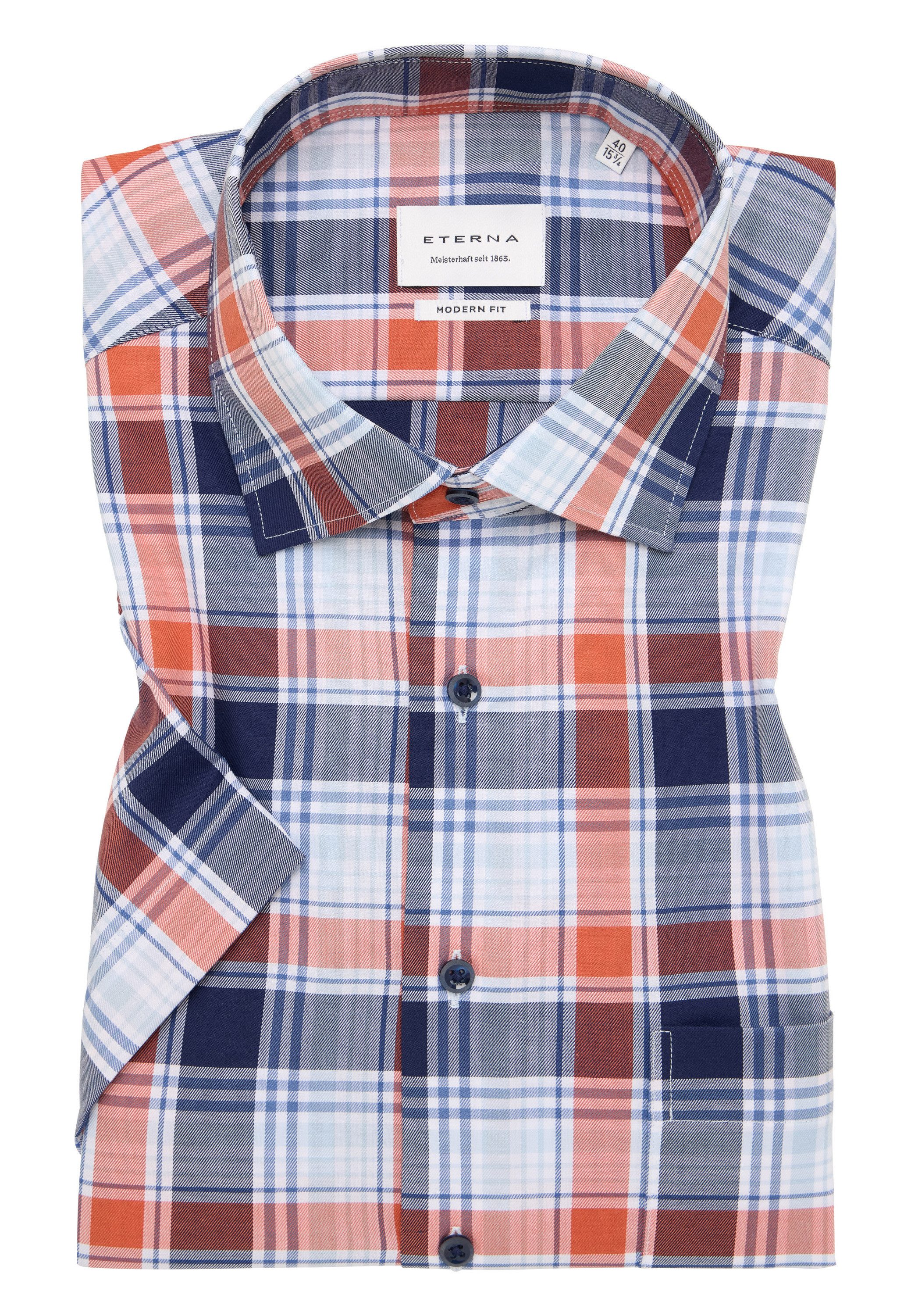 Eterna Overhemd met korte mouwen MODERN FIT NON IRON (strijkvrij)