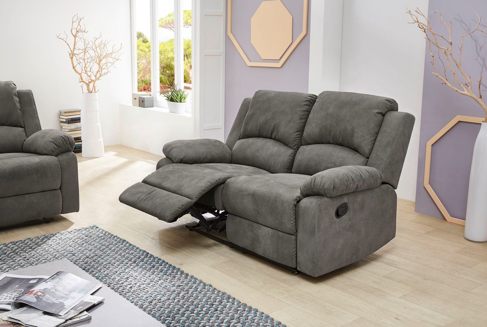 Jockenhöfer Gruppe 2-zitsbank Dakota Ligfunctie met halfautomatische relaxfunctie, TFK bekleding