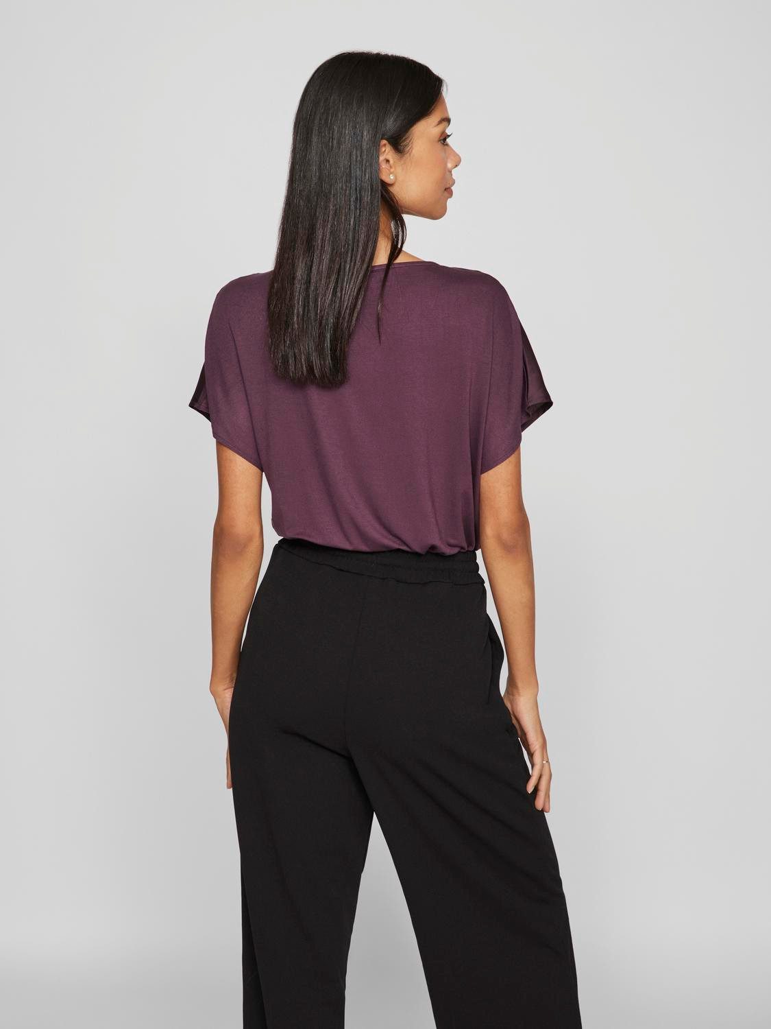 Vila Shirt met V-hals VIELLETTE V-NECK S/S SATIN TOP - NOOS