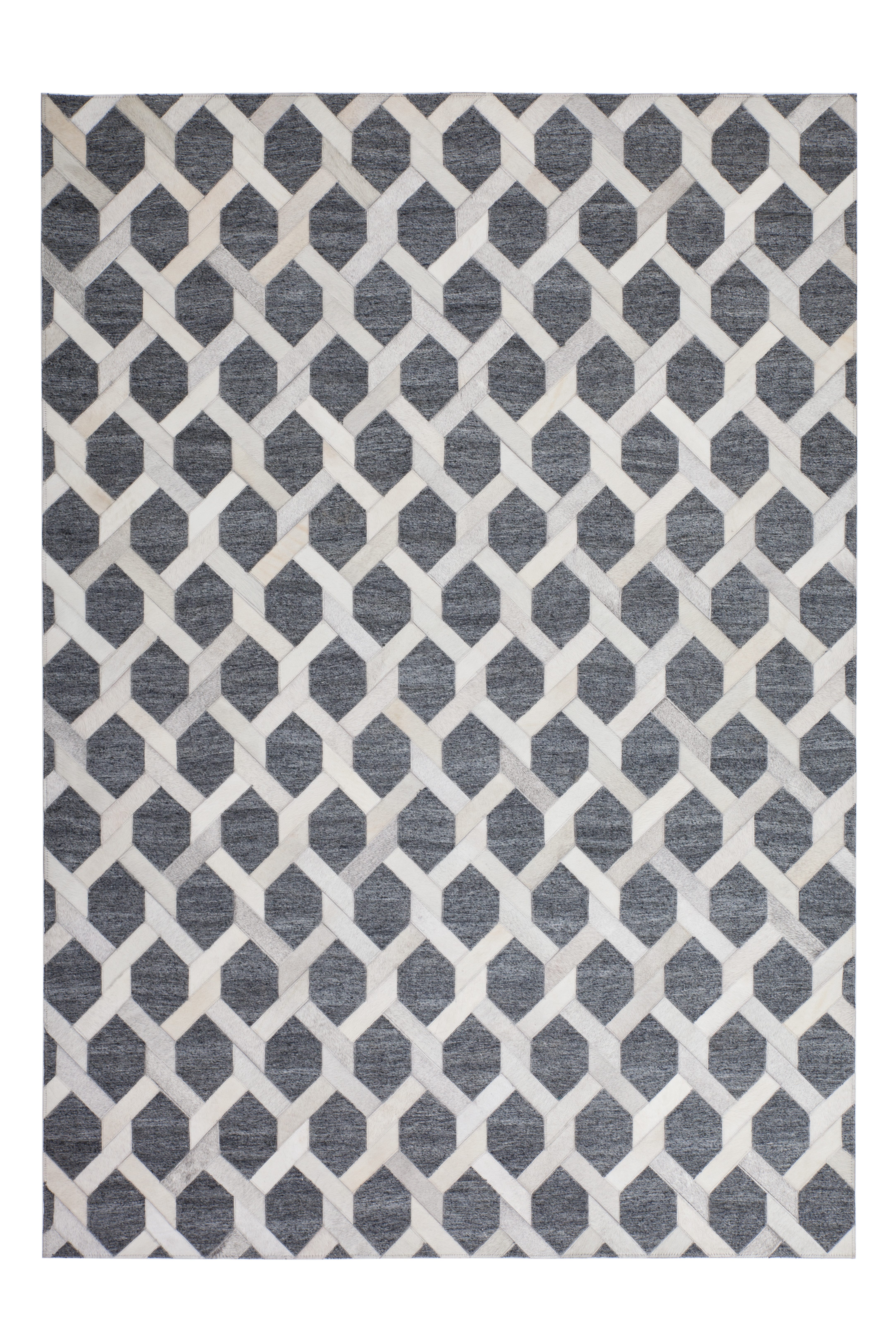 Kayoom Vloerkleed Chimera 110 Materiaalmix van viscose en leer, handgemaakt uniek stuk