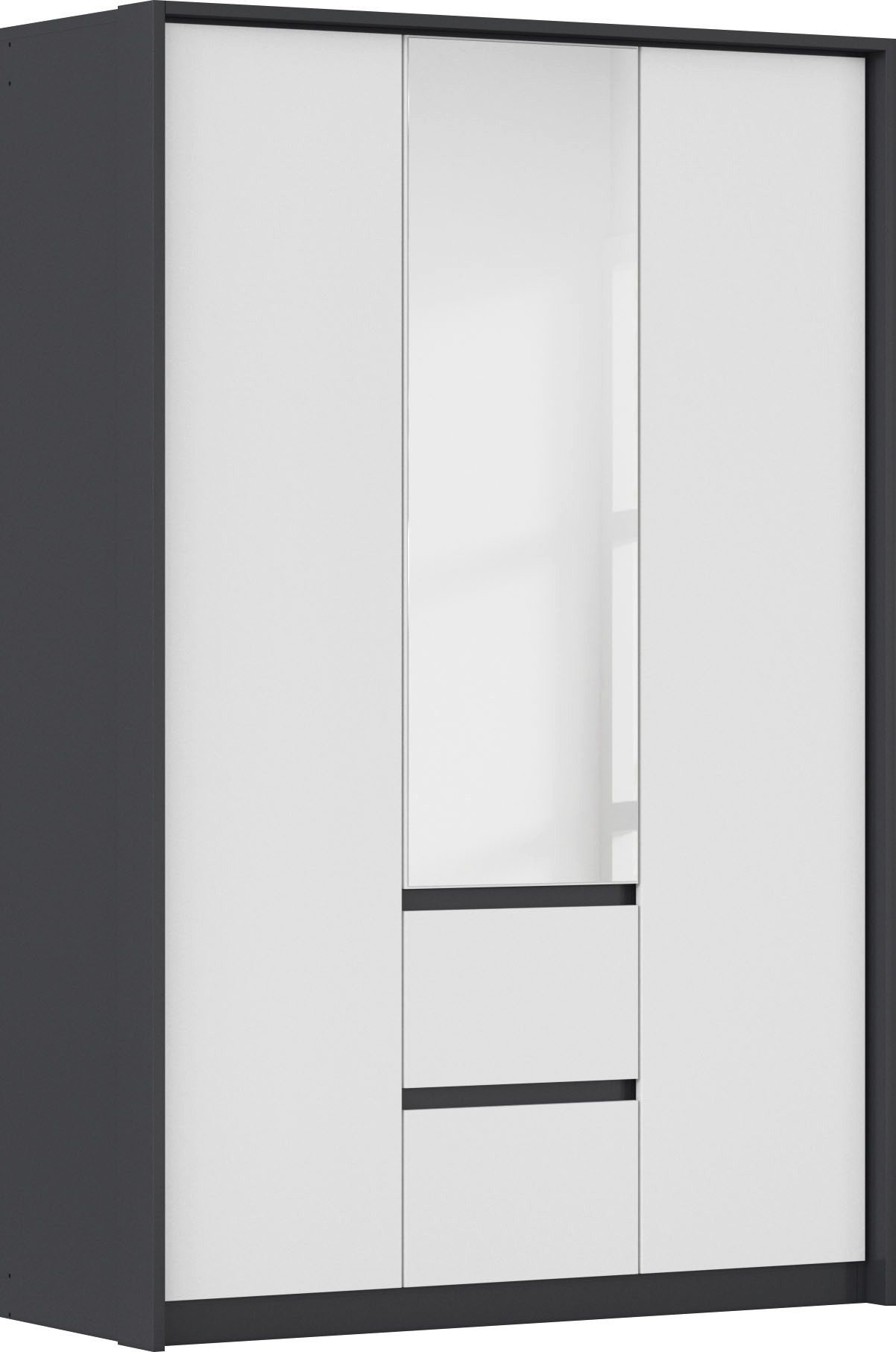 rauch Draaideurkast Mainz met spiegel en passe-partout optioneel met verlichting, buitendeuren met push-to-openfunctie kledingkasten maat 141 cm x