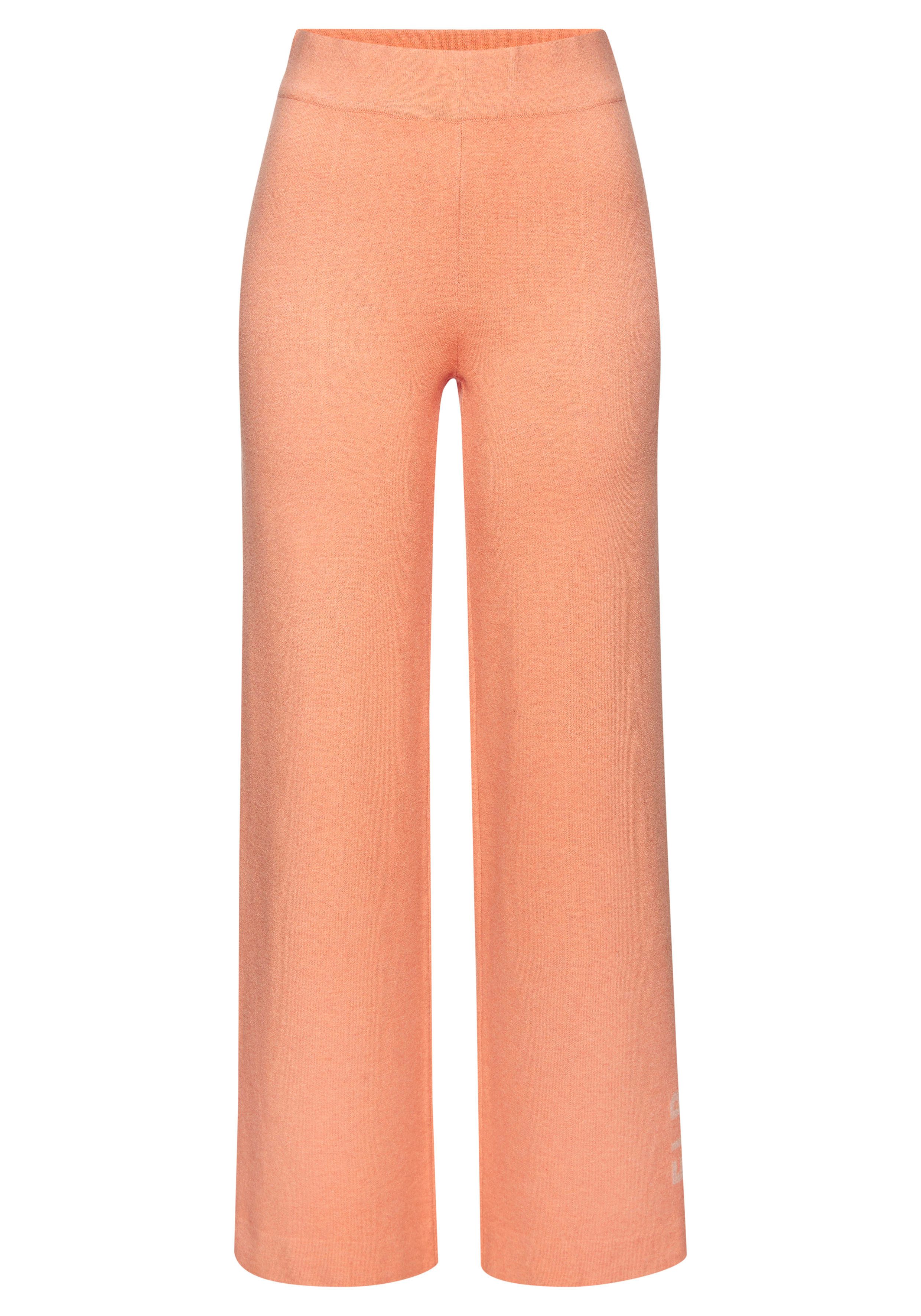 Elbsand Tricotbroek met wijde pijpen en geborduurd logo, loungewear