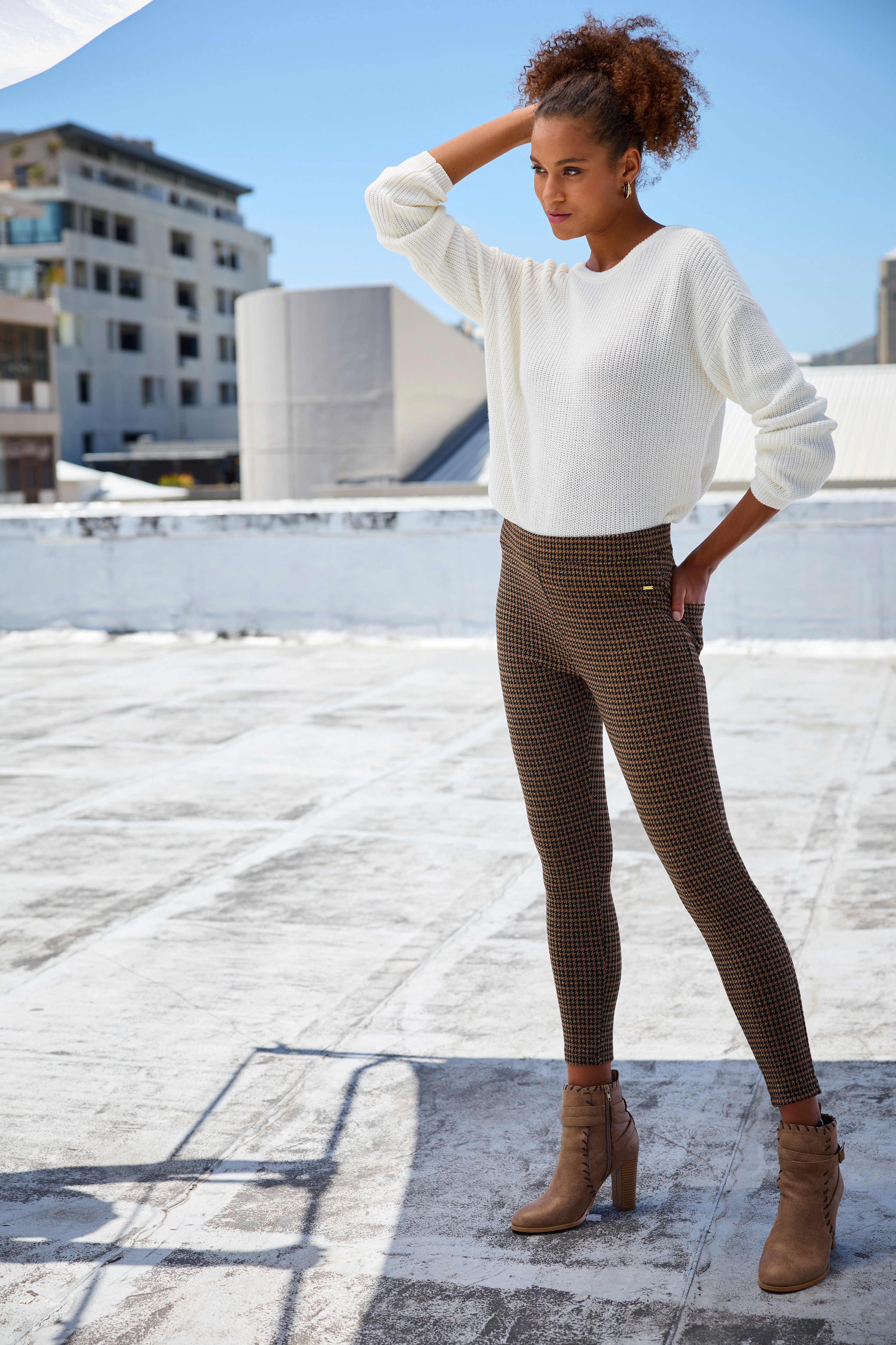 Lascana Legging met glinsterend houndstooth patroon