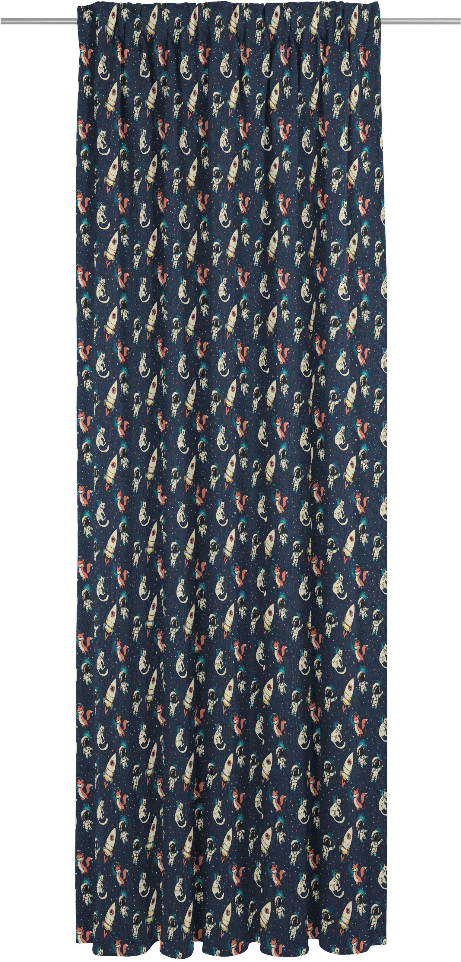 Adam Gordijn Space duurzaam van bio-katoen (1 stuk) kant & klaar gordijnen maat 142 cm x 245 cm blauw