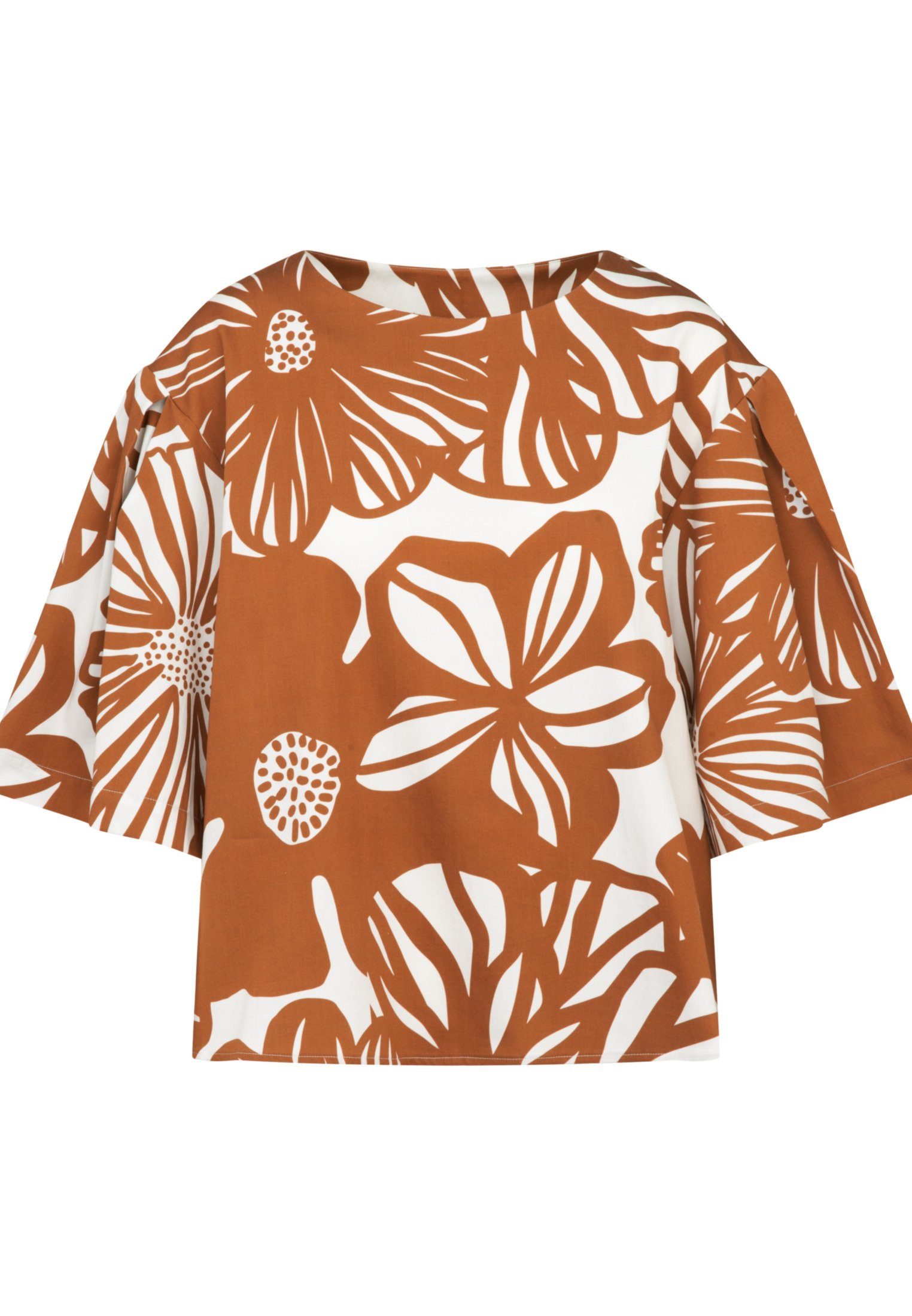 seidensticker Shirtblouse Zwarte roos Korte mouwen ronde hals print