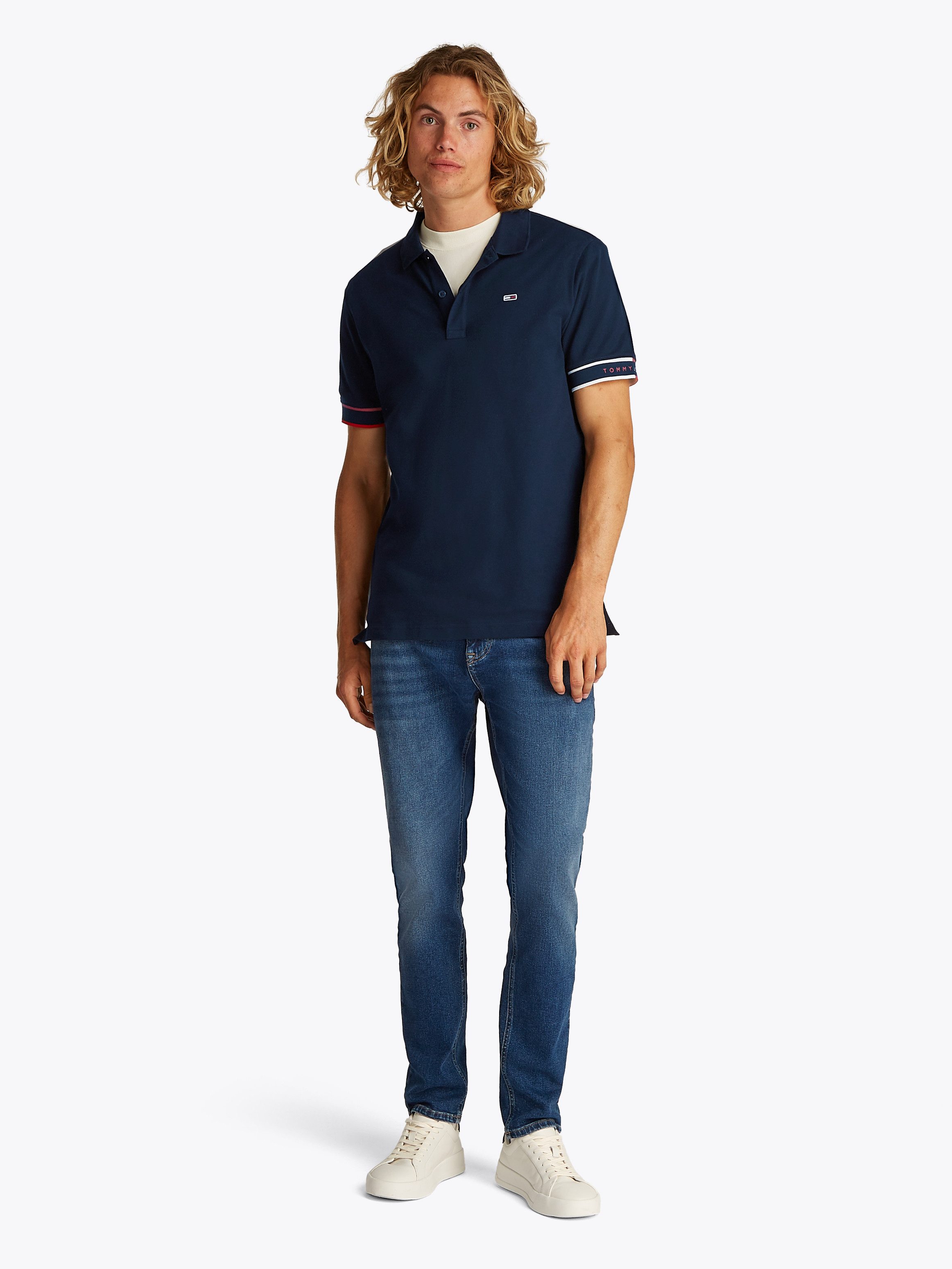 TOMMY JEANS Poloshirt TJM SLIM FLAG CUFF POLO EXT