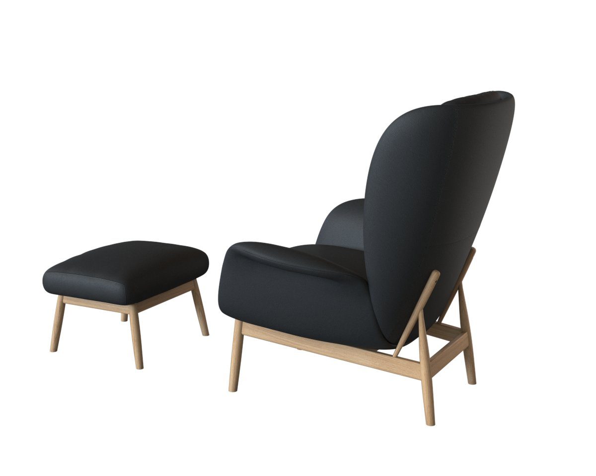 FLEXLUX Oorfauteuil Padova Stijl & comfort, organische vorm, geïntegreerde lendesteun, eikenhouten voet
