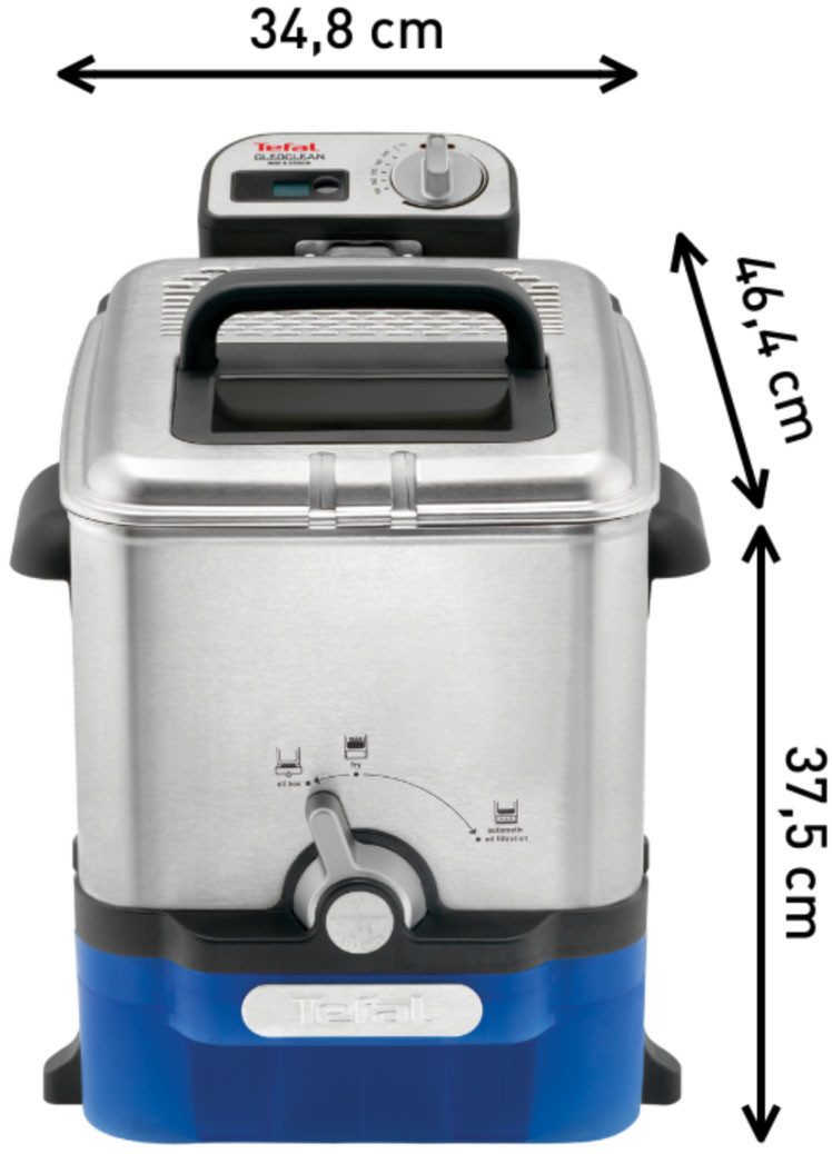 Tefal Friteuse Oleoclean Pro Inox & Design 1,2 kg, uitneembare oliecontainer, automatische oliefiltering, fr8040