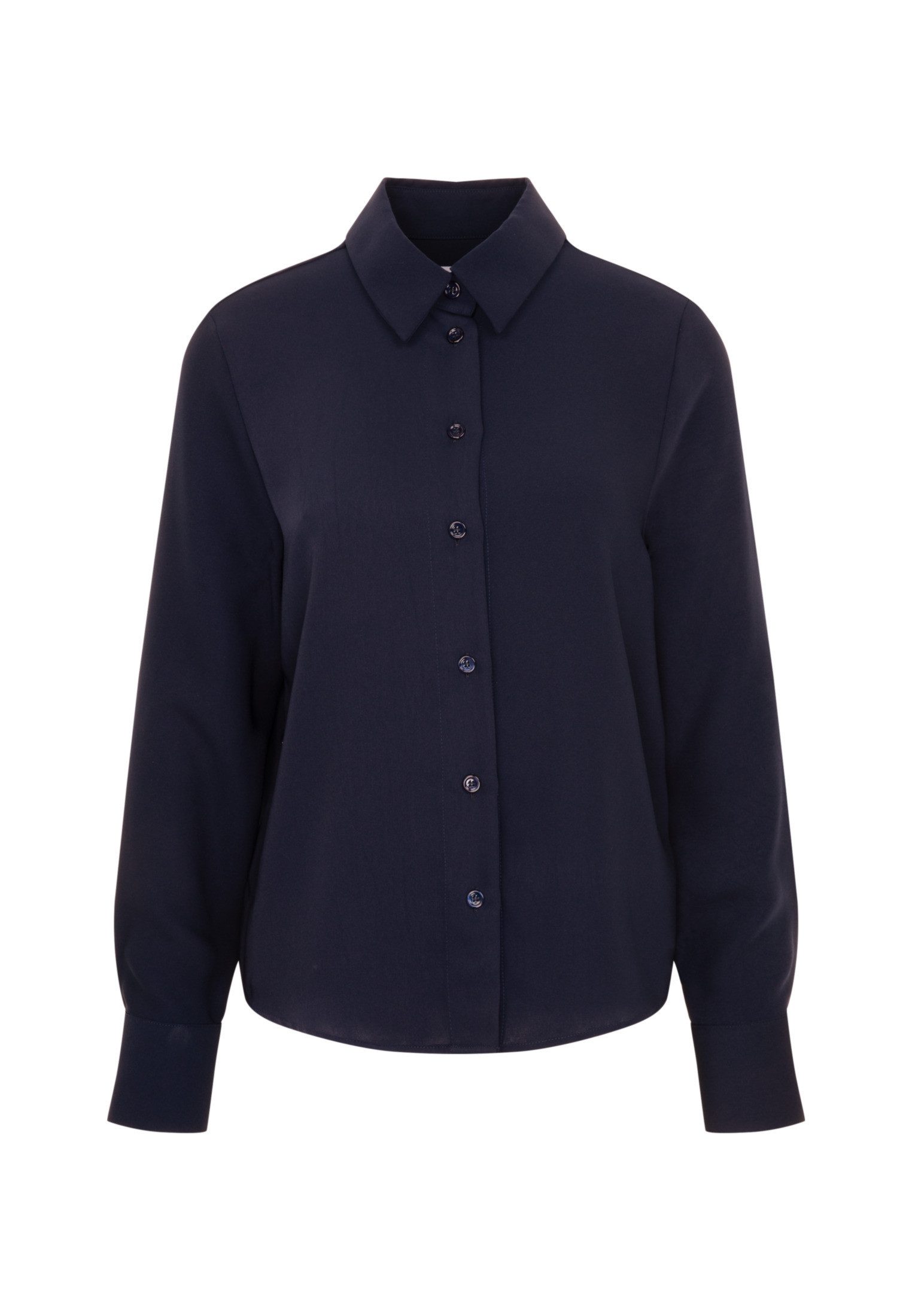 seidensticker Overhemdblouse Zwarte roos Lange mouwen kraag uni