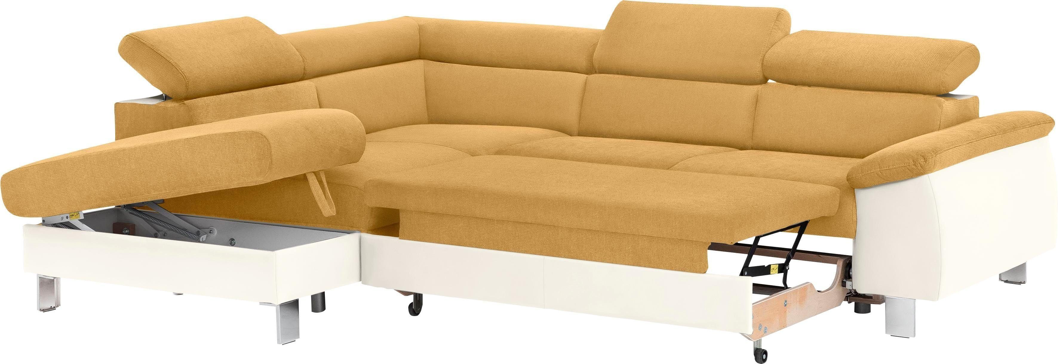 COTTA Zithoek Komaris L-vorm Set bestaande uit: hoekbank met hoofdverstelling & hocker (set)