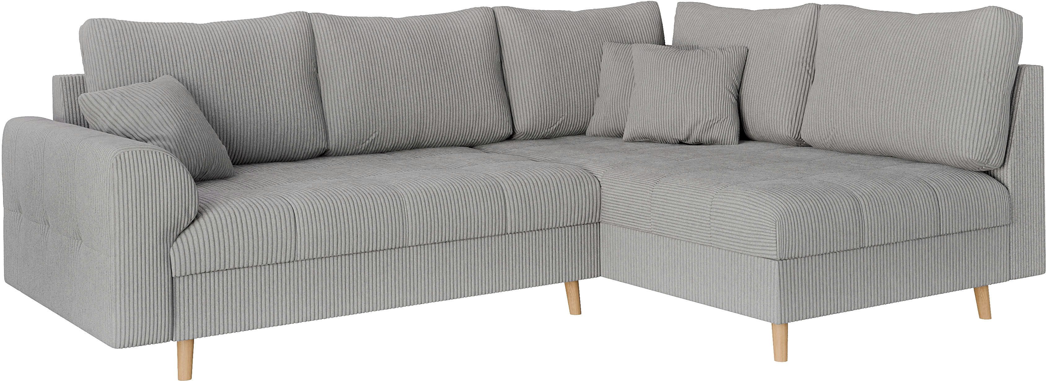 Home affaire Hoekbank CHARRE L-vorm met ottomane, afmetingen B/D/H: 231/161/81 cm fijne stiksels, losse rug- en sierkussens, ook in cord en bouclé