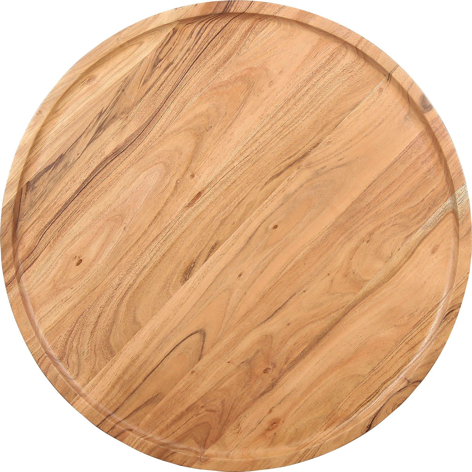 byLIVING Salontafel Romy met massief acaciahout - plaat en zwarte metalen frame, rond 75 cm
