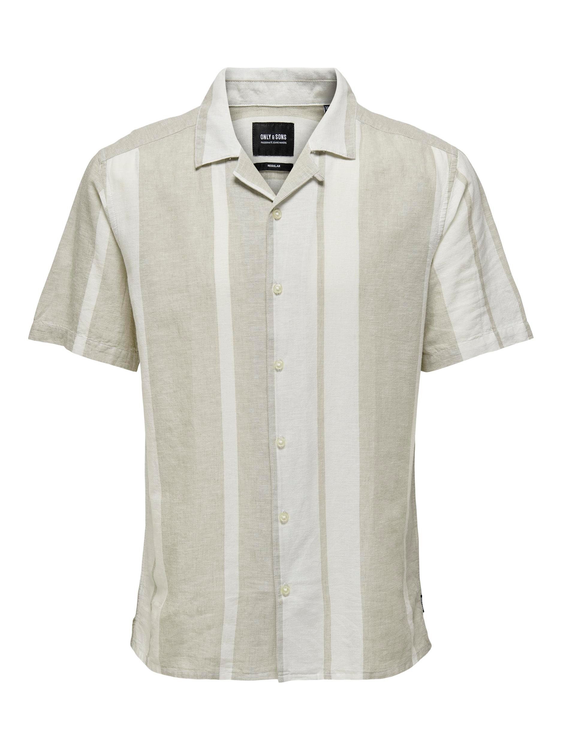ONLY & SONS Overhemd met korte mouwen ONSCAIDEN SS STRIPE LINEN RESORT NOOS