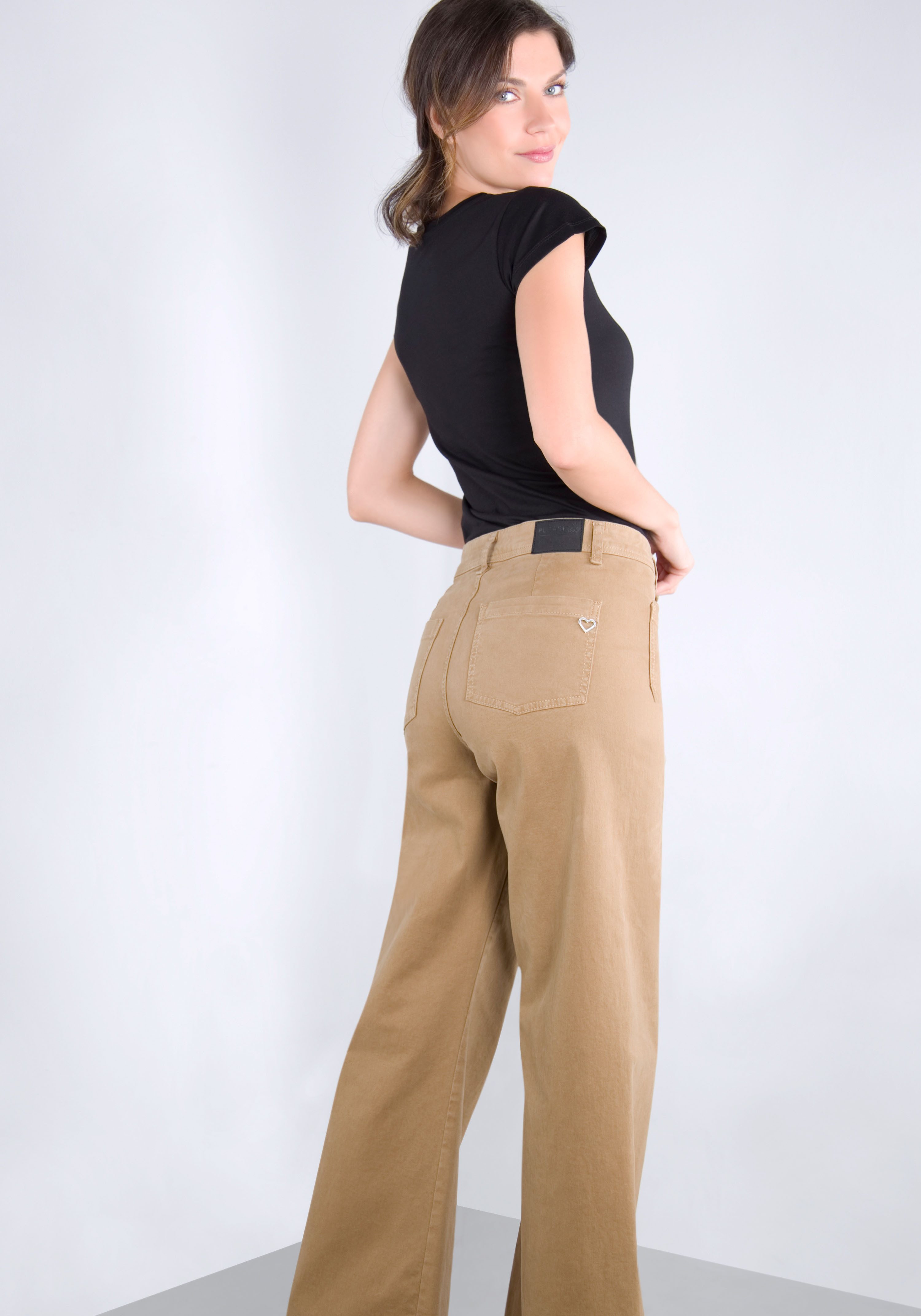 Please Jeans Broek met wijde pijpen van hoogwaardige katoenmix met stretch