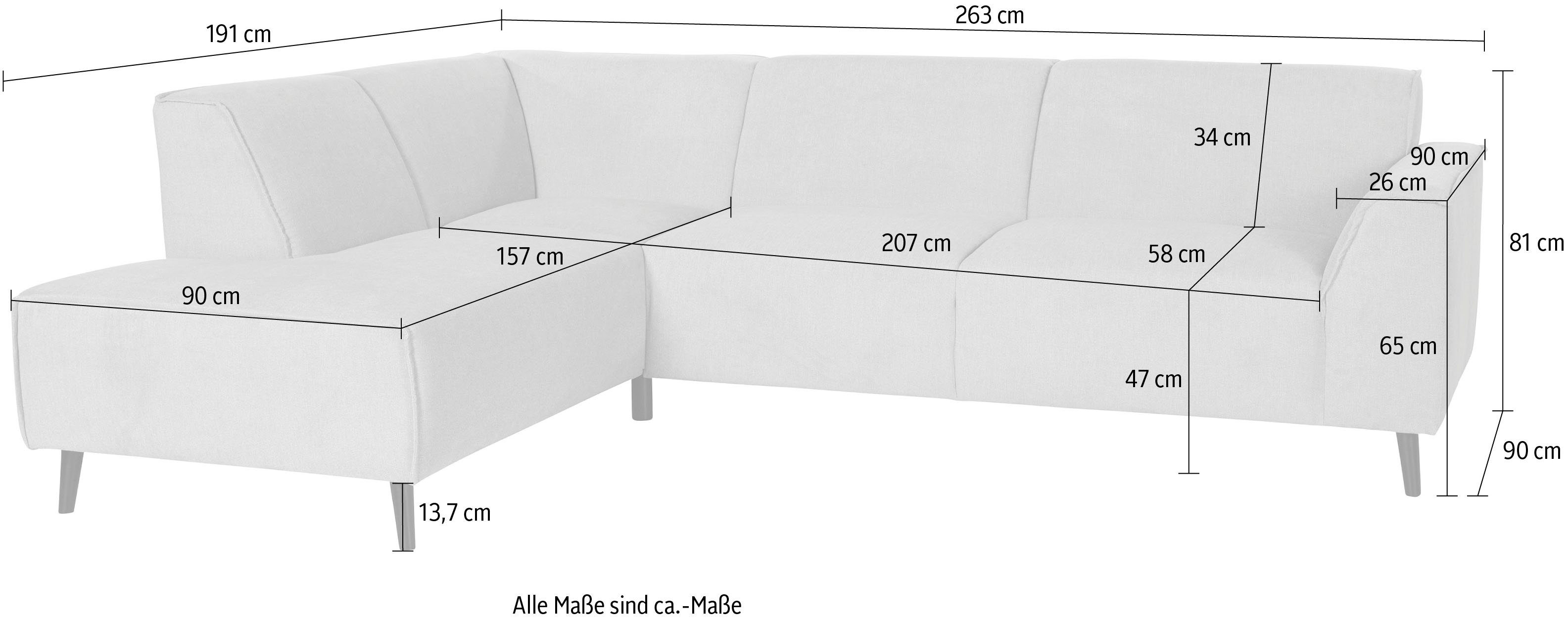 DOMO collection Hoekbank Amora, comfortabel en tijdloos, L-vorm