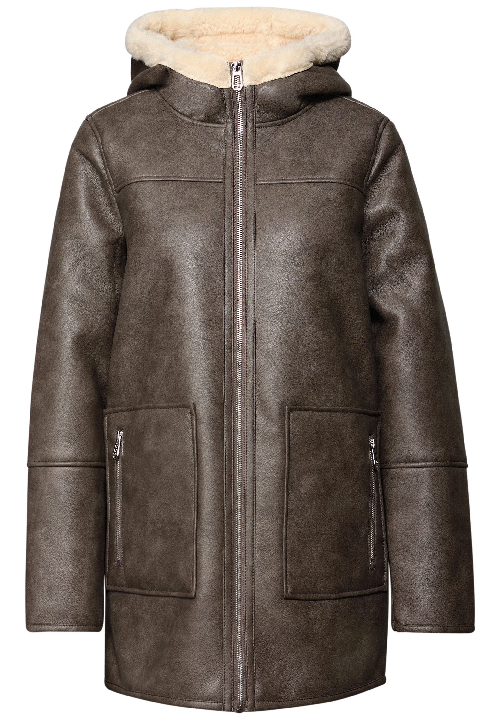 STREET ONE Imitatieleren jack in lederlook en met fake fur details