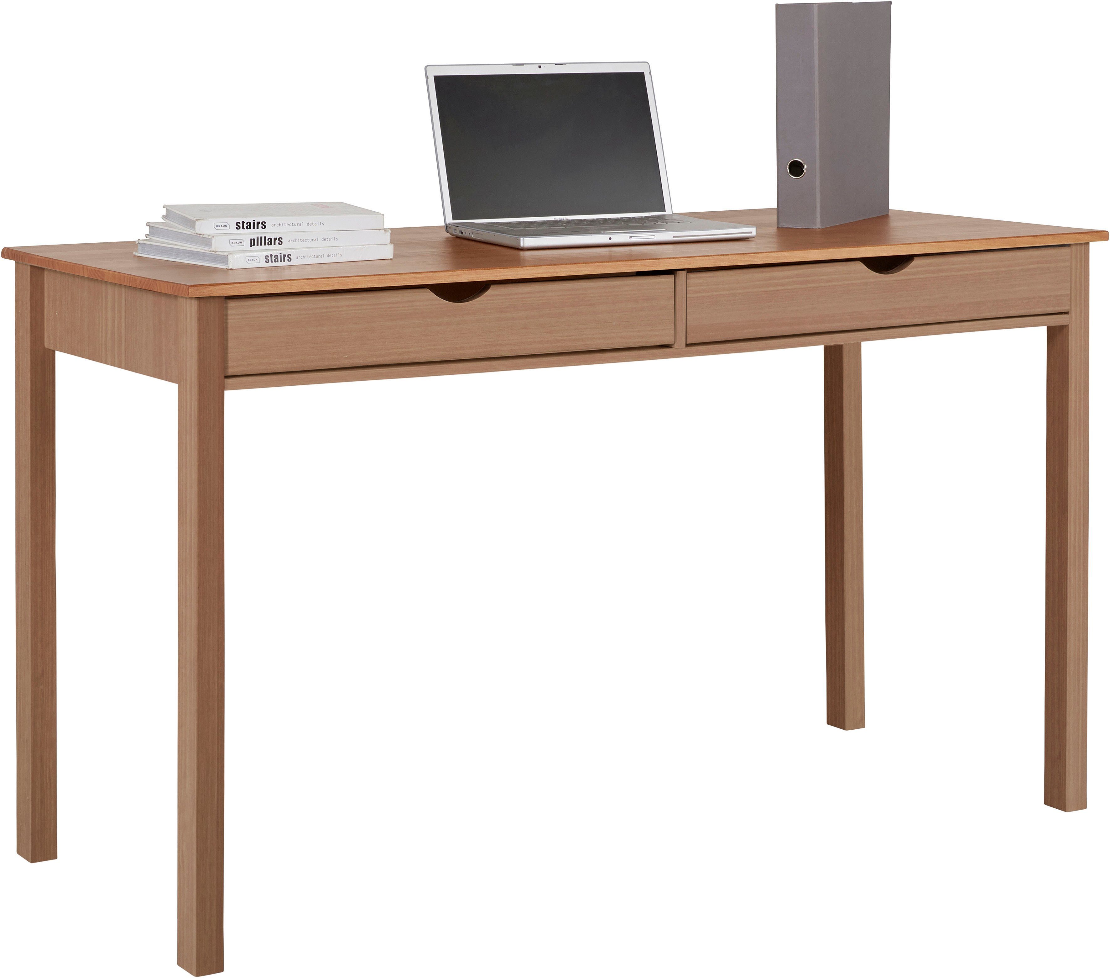 INOSIGN Bureau Gava van massief grenenhout, met praktische verzonken grepen, breedte 140 cm