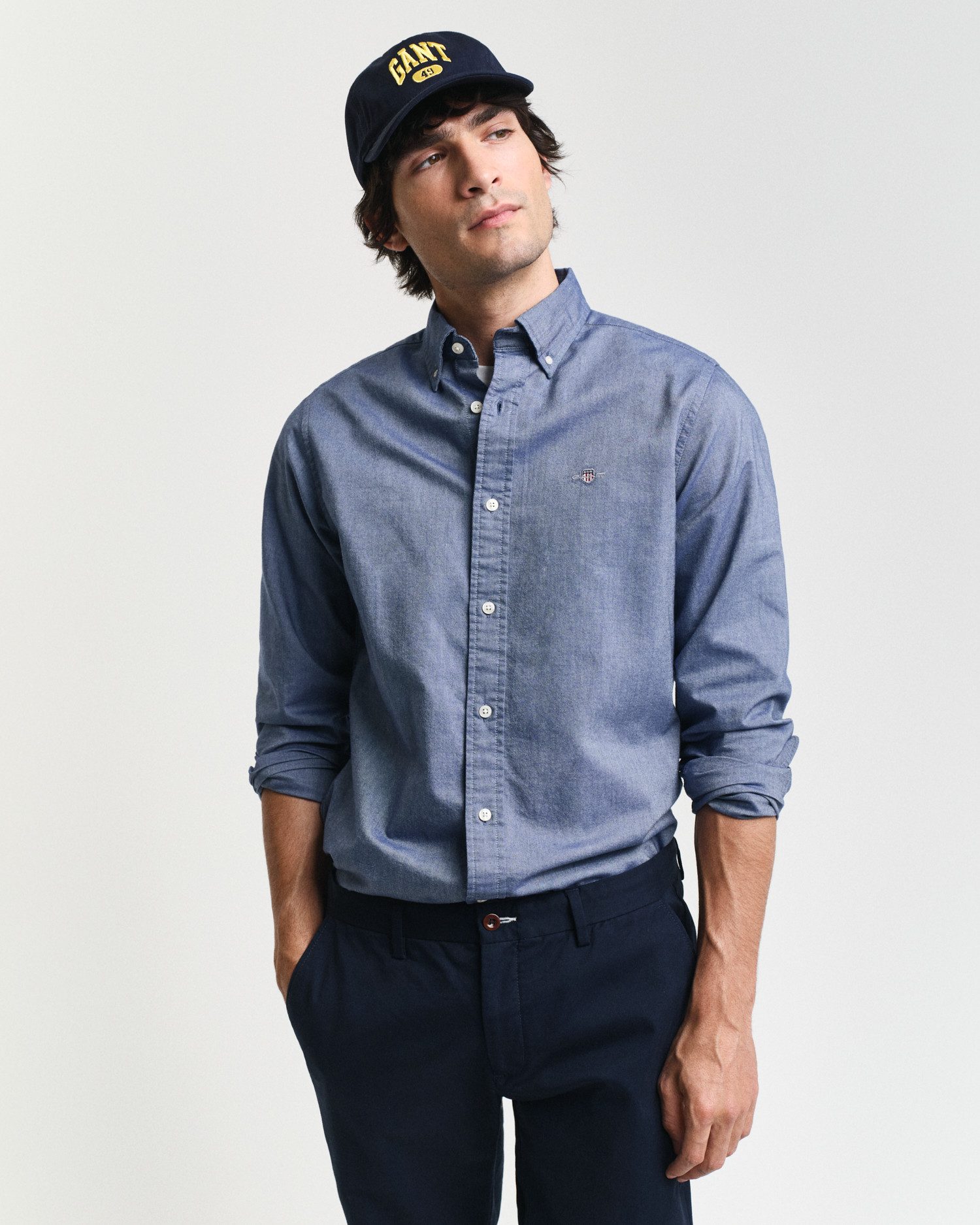 Gant Overhemd met lange mouwen Slim fit Oxford overhemd gestructureerd duurzaam dikker