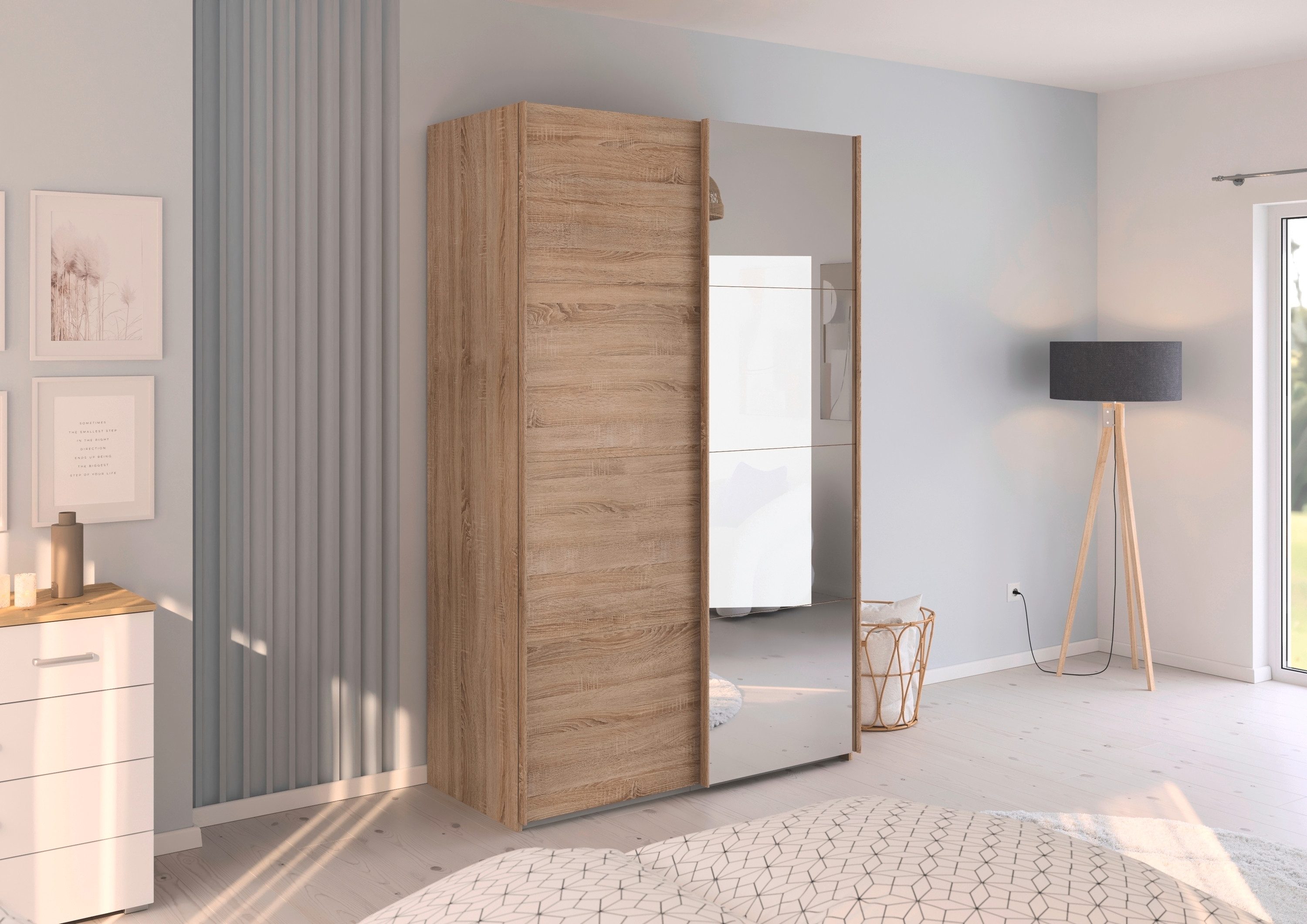 rauch Schuifdeurkast Kledingkast Kast Garderobe Slaapkamerkast EVELYN in elegante stijl met spiegel 5 breedtes veel opbergruimte made in germany