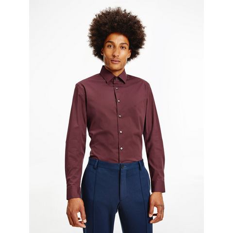 NU 20% KORTING: Calvin Klein Overhemd met lange mouwen POPLIN STRETCH SLIM SHIRT met geborduurd logo