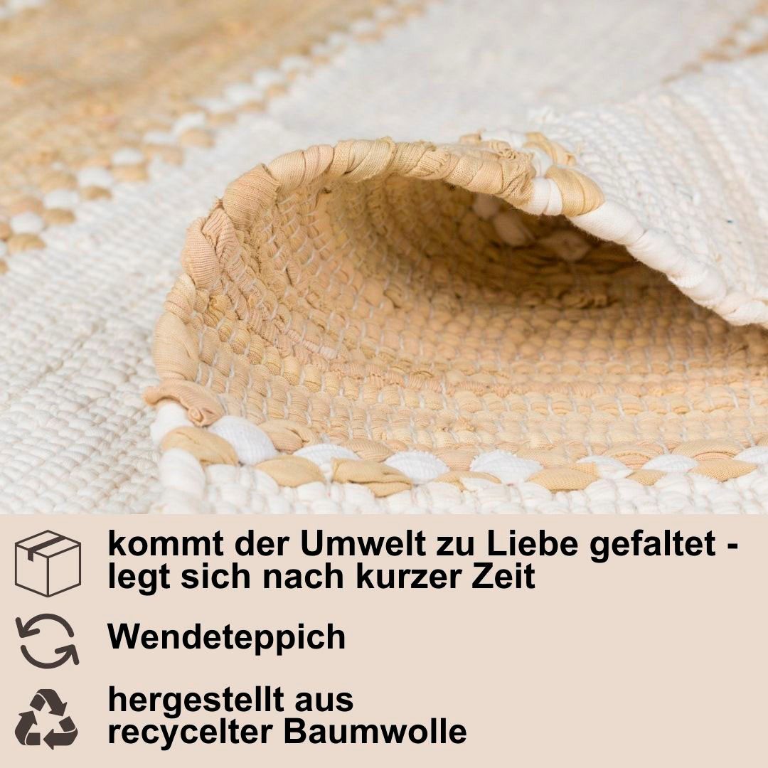 Myflair Möbel & Accessoires Vloerkleed Karim Handgeweven tapijt, gestreept, 90% katoen, handgeweven, met franjes