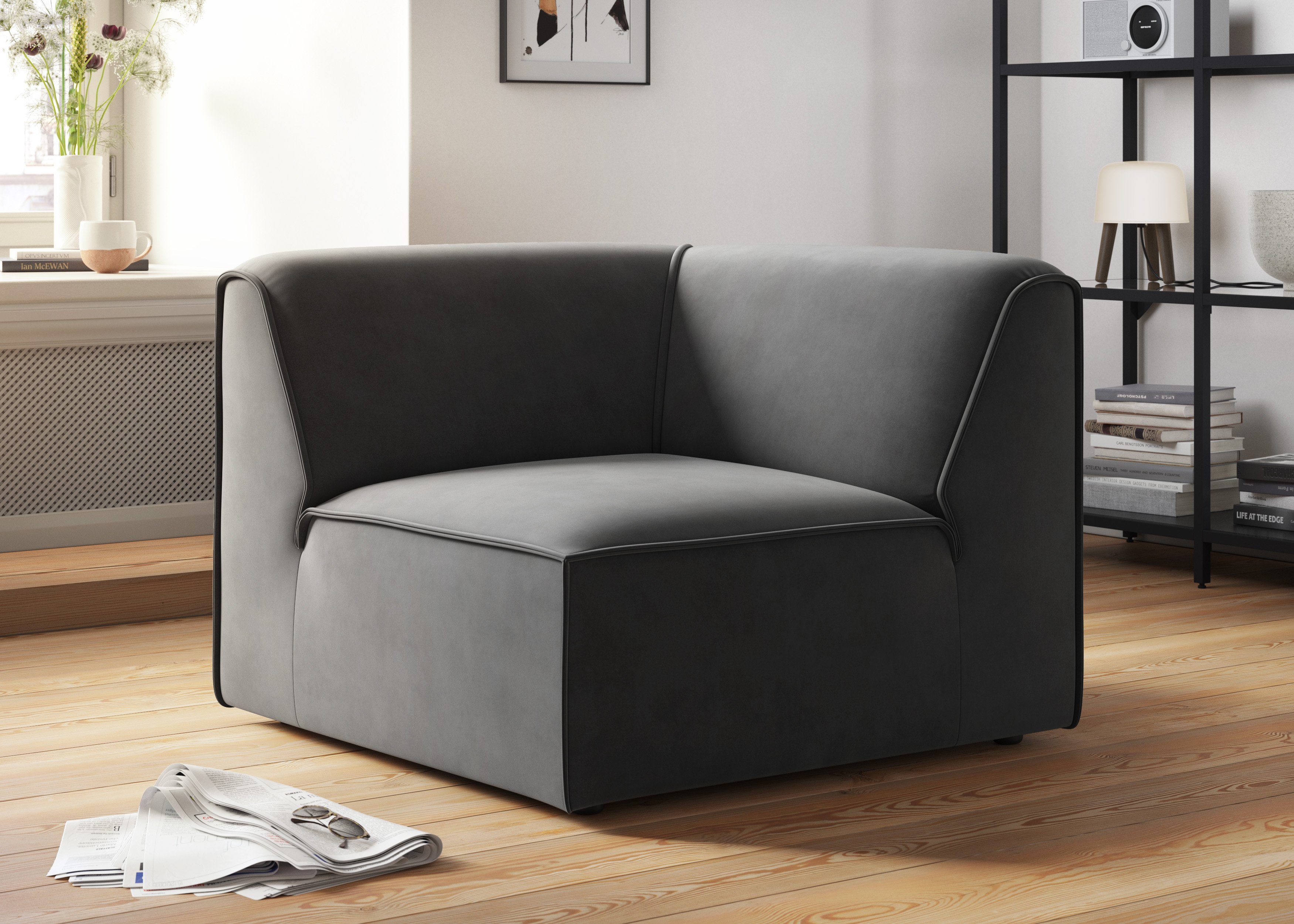 RAUM.ID Bank-hoekelement Merid, sofa-element, afmetingen B/D/H: 97/97/46 cm als module of apart te gebruiken, voor individuele samenstelling