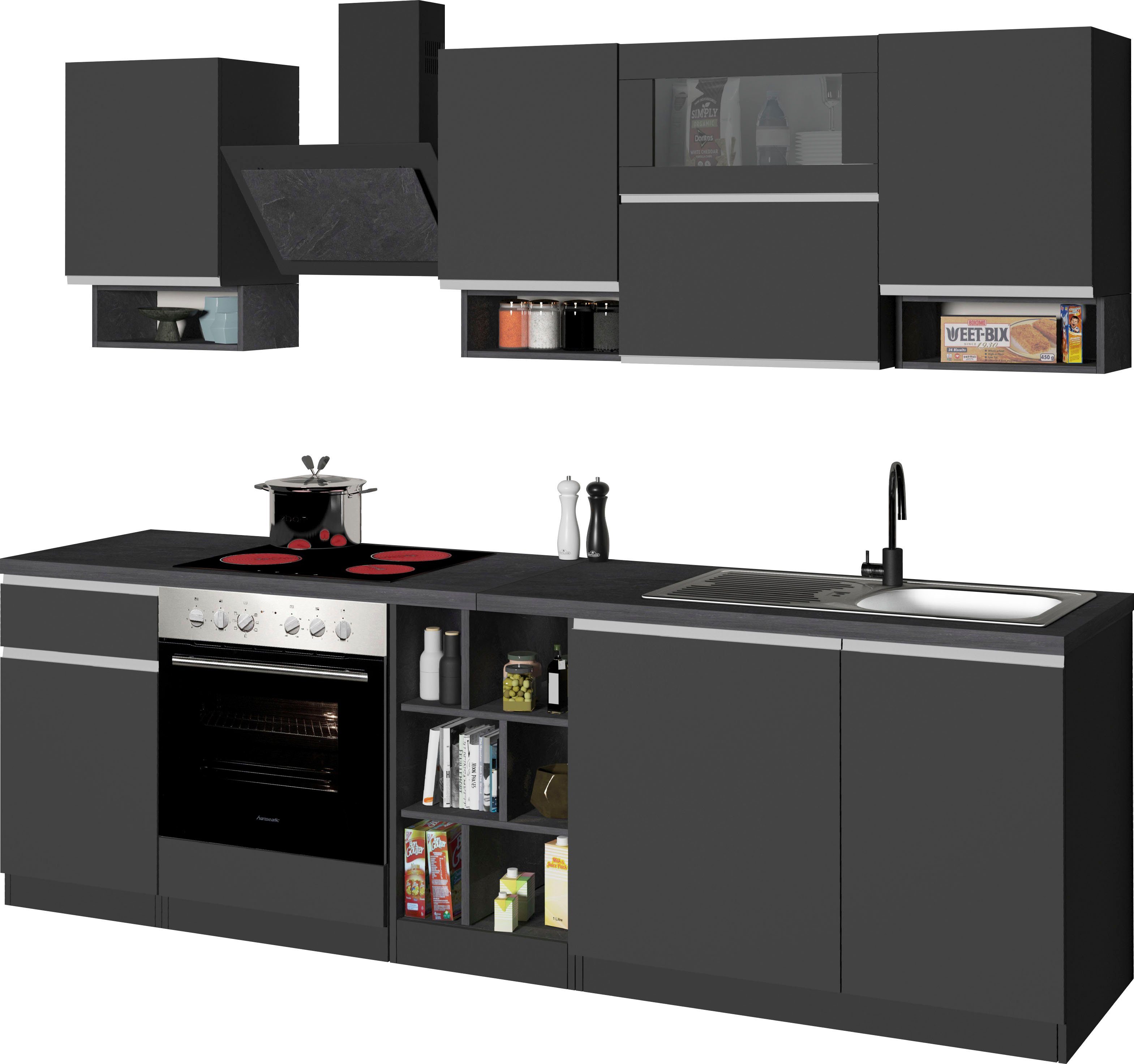 Kochstation Keukenblok KS-Sole Breedte 256 cm, met afdruiprek, zonder elektrische apparaten