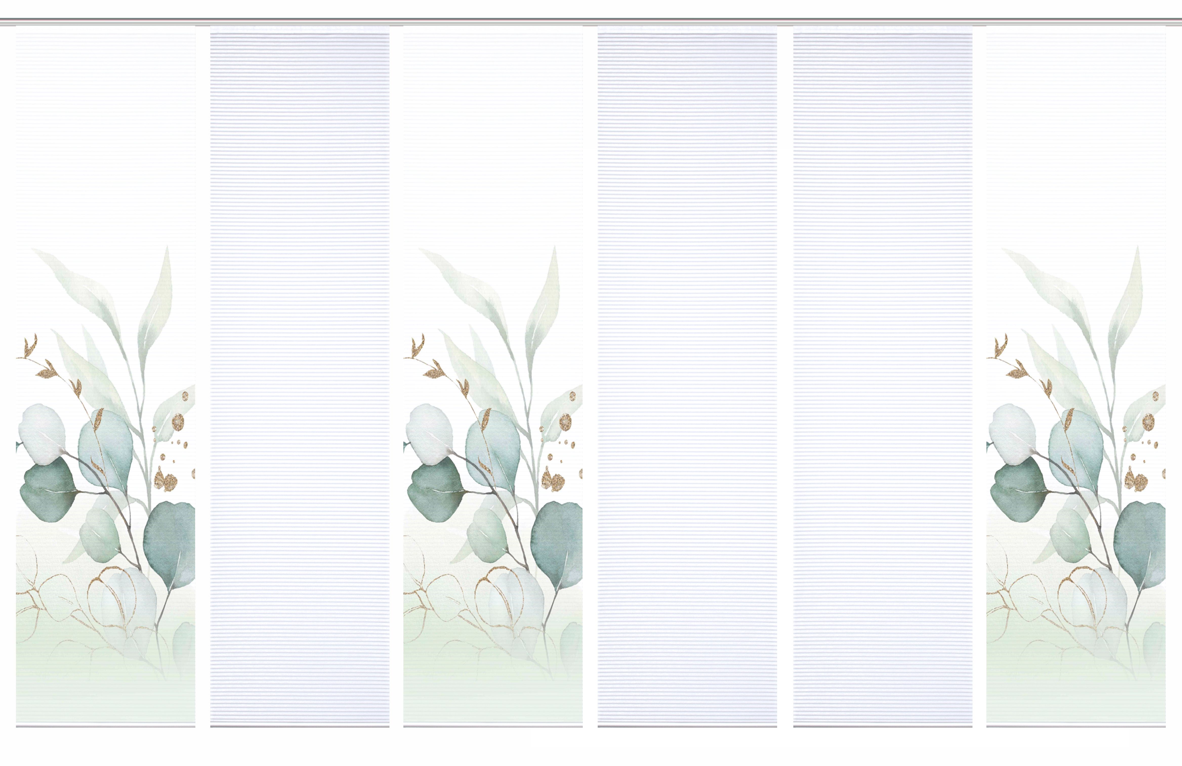 HOME in green Paneelgordijn ABANIO SET DIGITALE PRINT, BAMBOELOOK GERECYCLED (6 stuks)