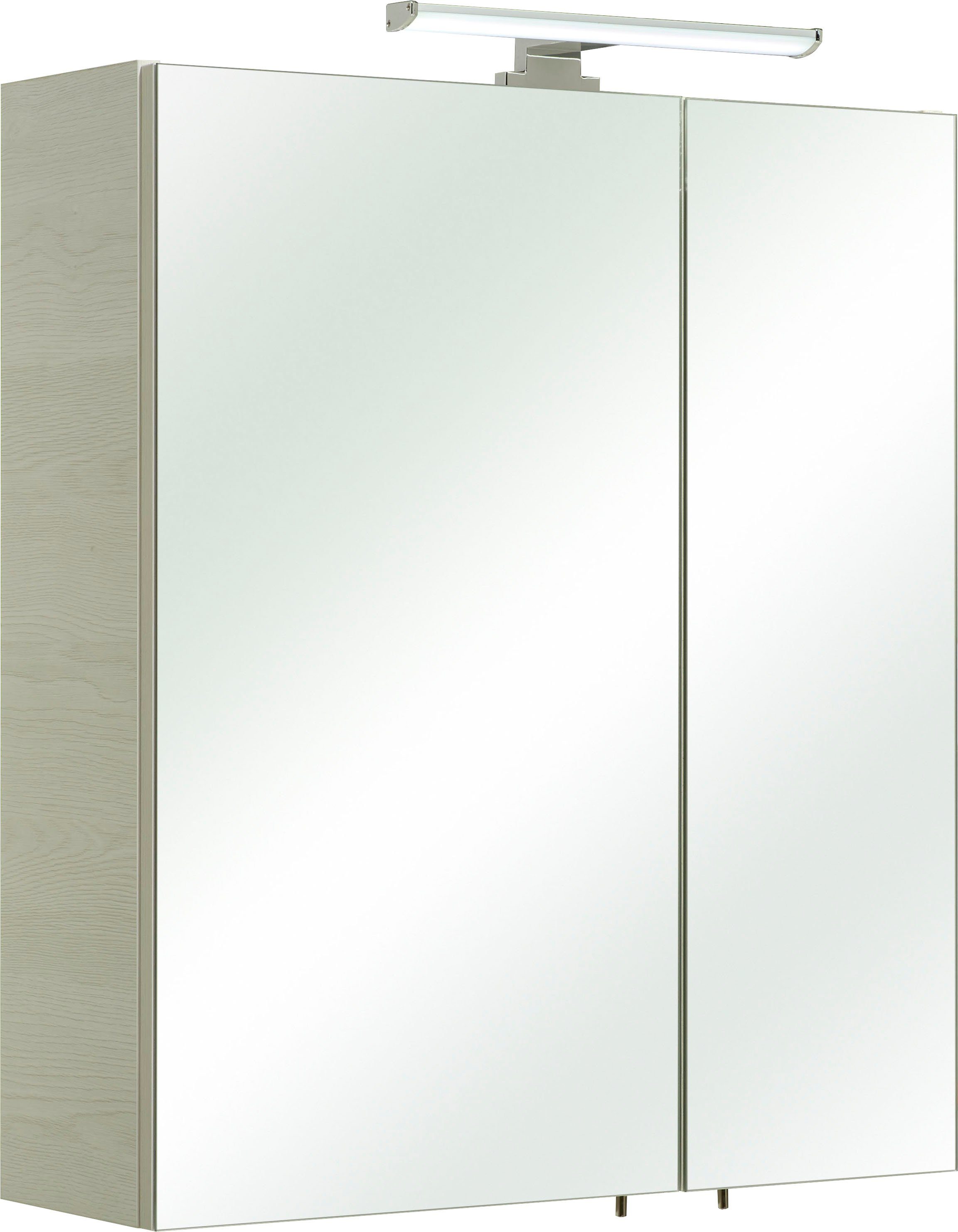 Saphir Spiegelkast Quickset badkamerspiegelkast incl. LED bovenverlichting 60 cm breed, incl. deurdemper, 2 spiegeldeuren, met stopcontact spiegels &