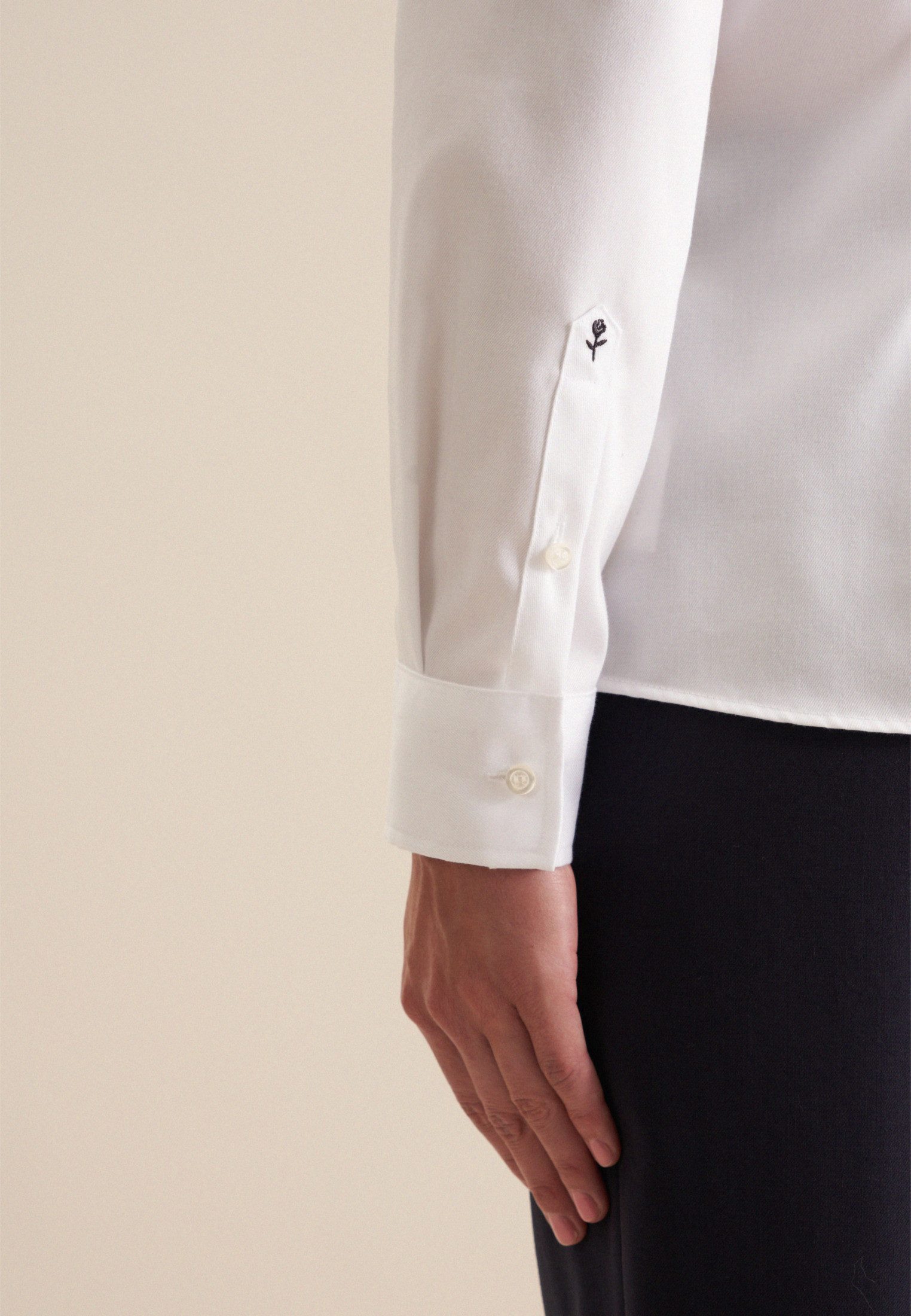 seidensticker Overhemdblouse Zwarte roos Lange mouwen kraag uni