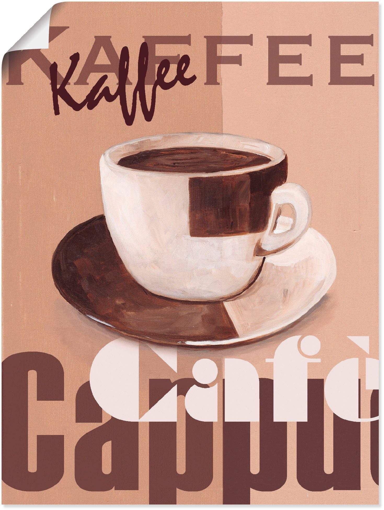 Artland Poster Koffie als artprint van aluminium, artprint op linnen, muursticker of poster in verschillende maten food beige