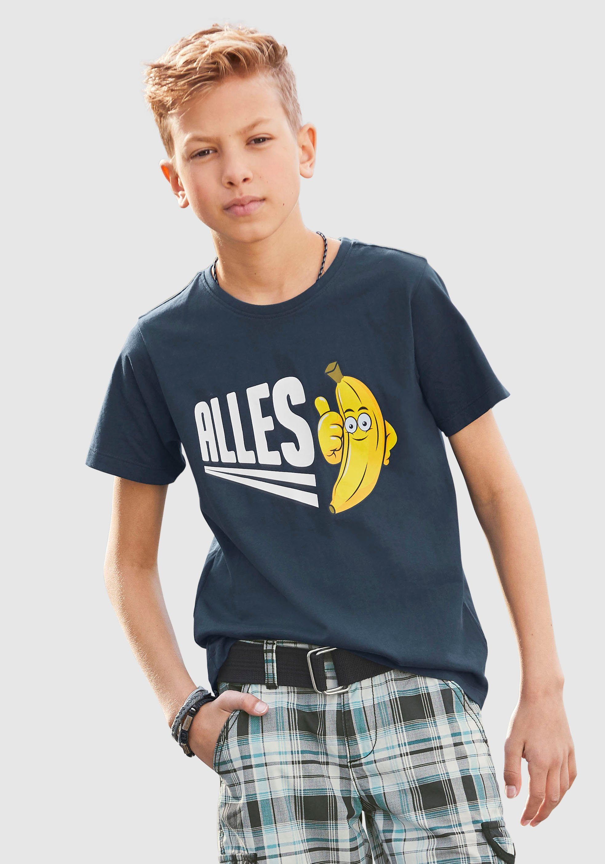 KIDSWORLD T-shirt ALLES BANANE Korte mouwen, basic pasvorm, bedrukt, ronde hals