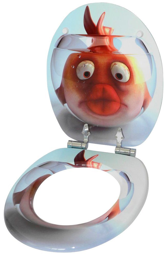 Sanilo Set badkameraccessoires Goudvis bestaand uit toiletzitting, badmat en wastafelplug (complete set, 3-delig)