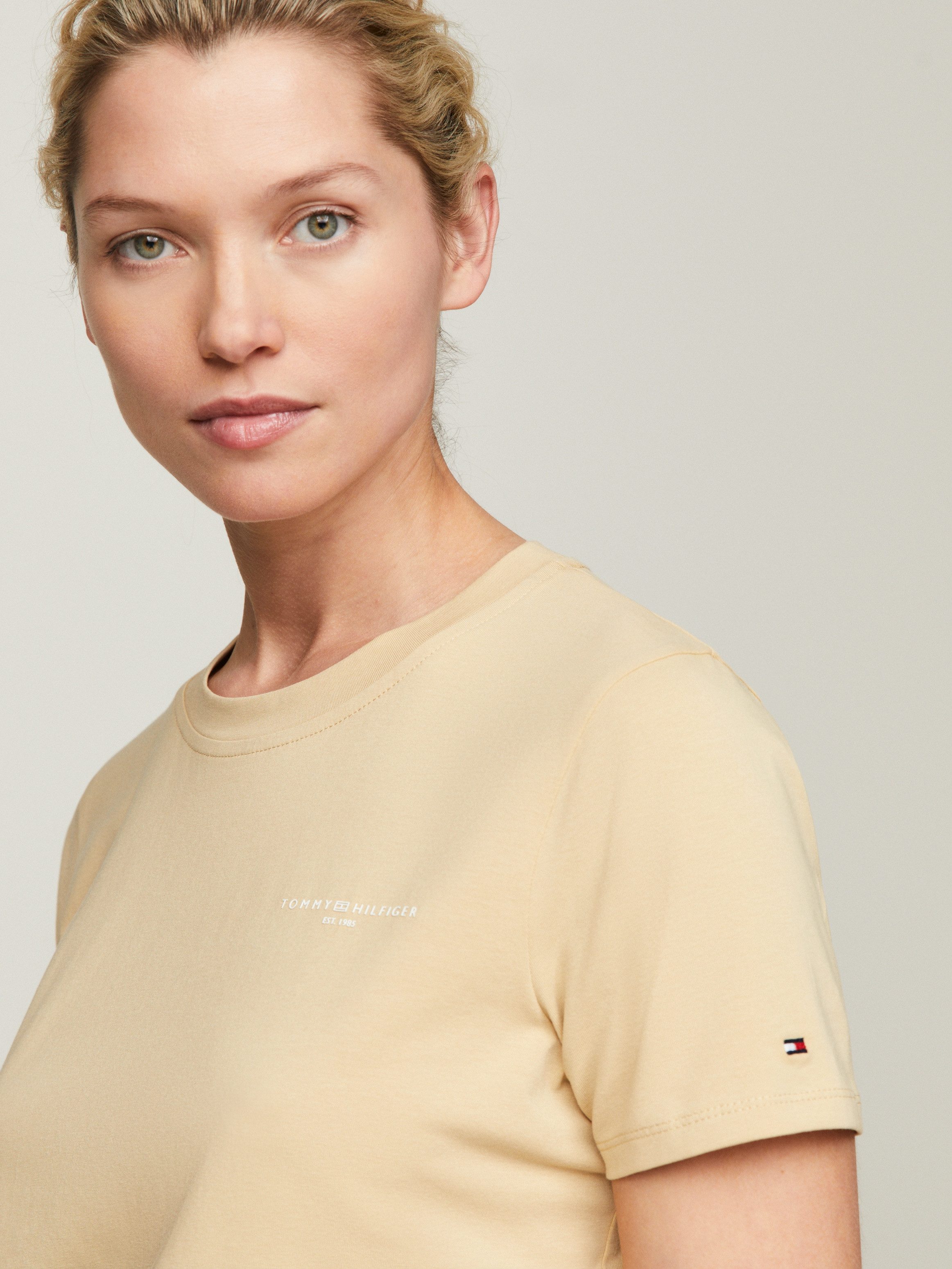 Tommy Hilfiger Shirt met ronde hals 1985 REG MINI CORP LOGO C-NK SS met logo en borduursel