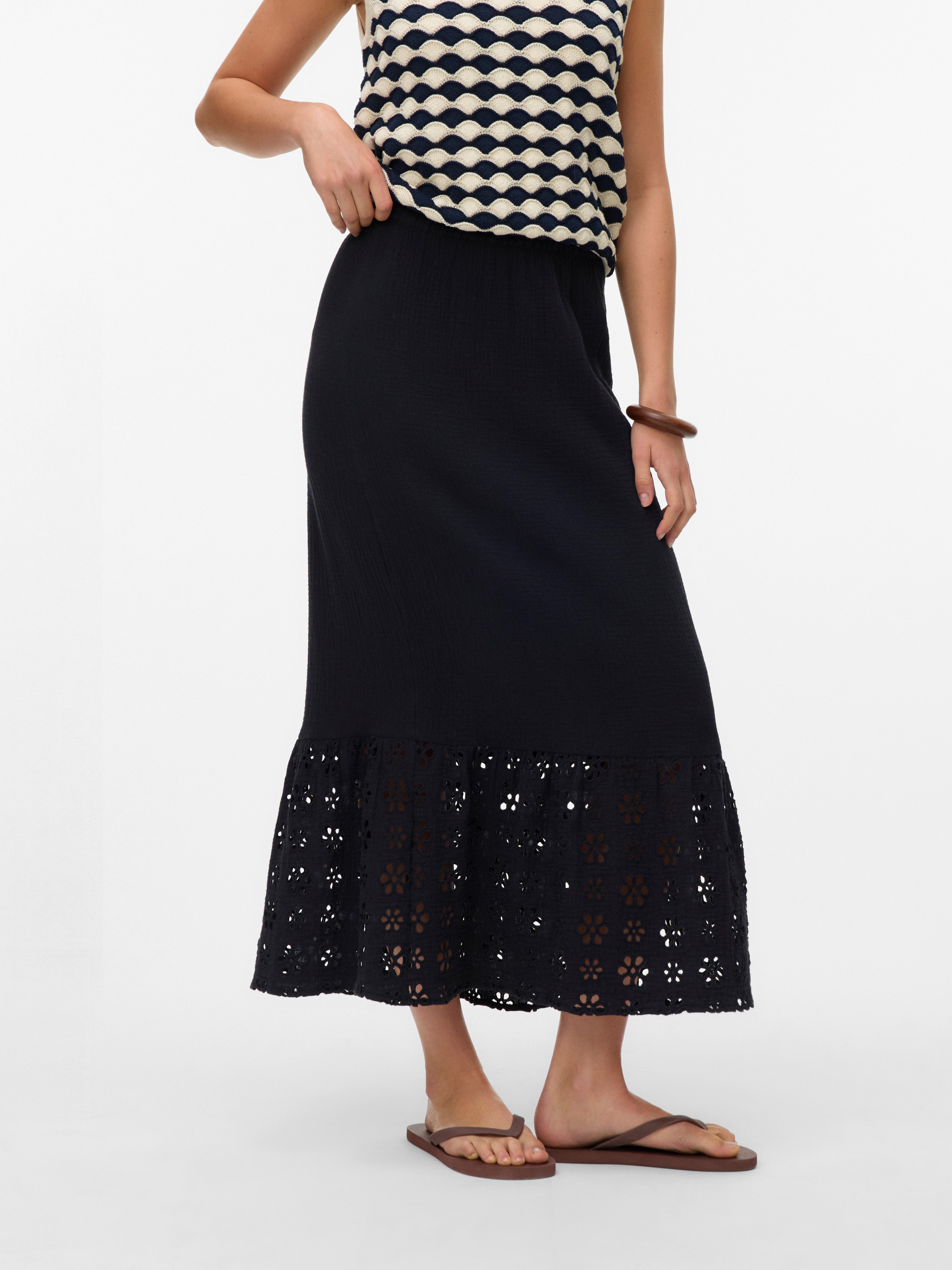 Vero Moda Maxirok VMNATALI HW ANCLE SKIRT WVN GA dames maxirokken maat M (38) zwart