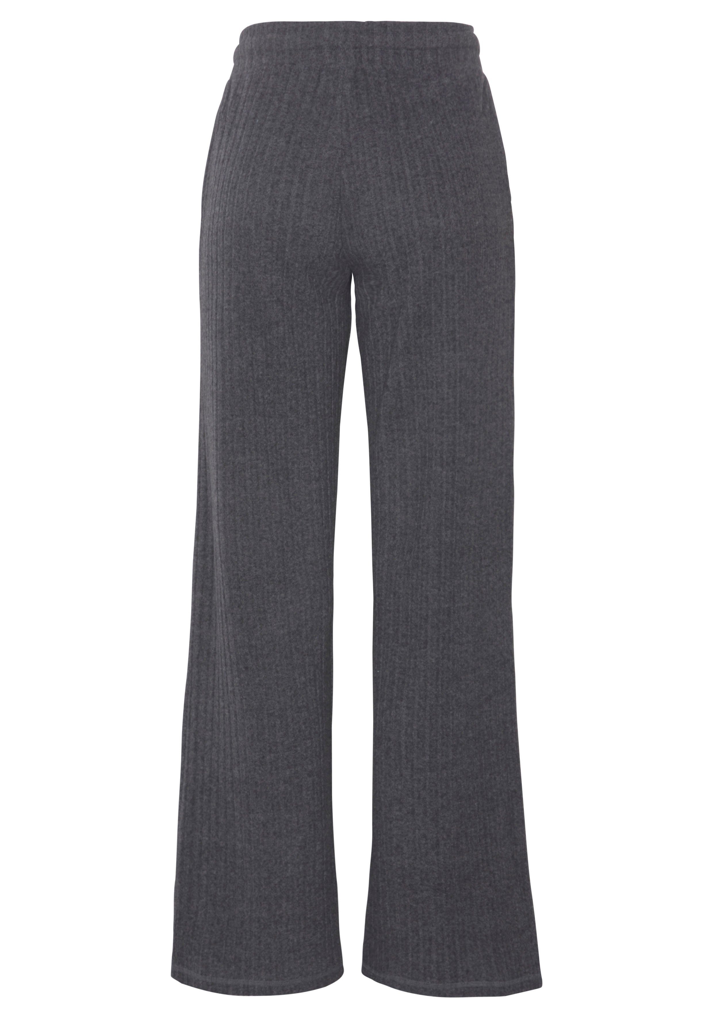 Lascana Homewearbroek -Loungebroek -lounge-/brei broek met wijde pijpen en zijzakken, loungewear (1-delig)