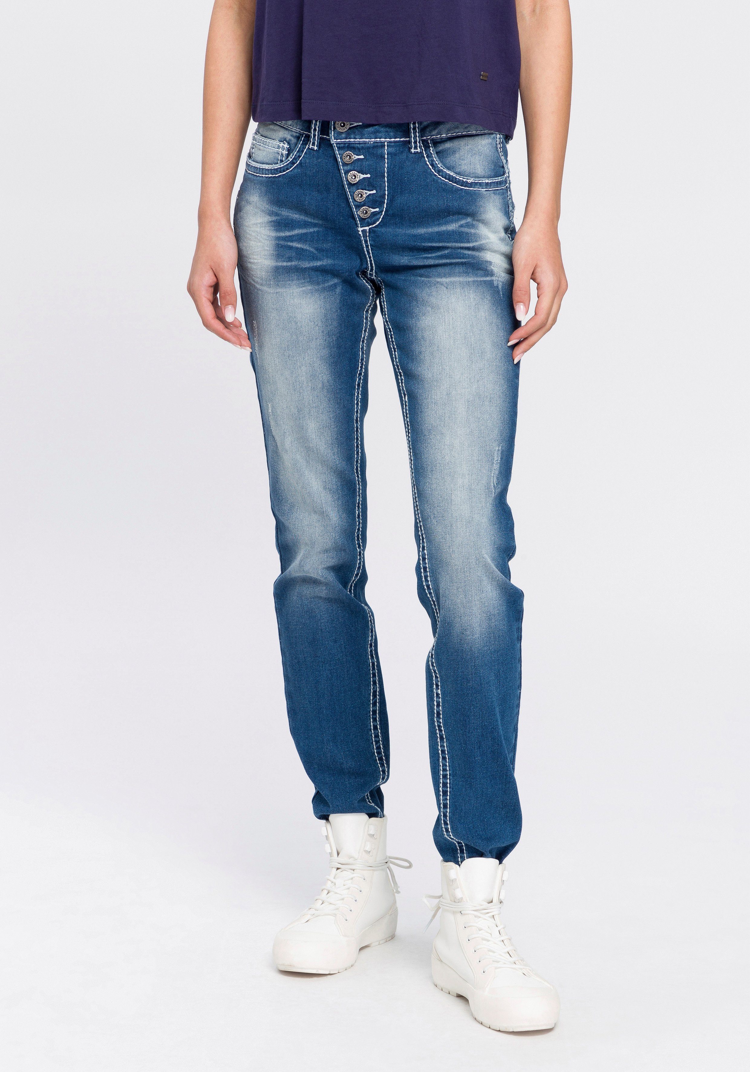 Arizona Slim fit jeans - Mid kopen | waist OTTO Shaping Washed online Heavy