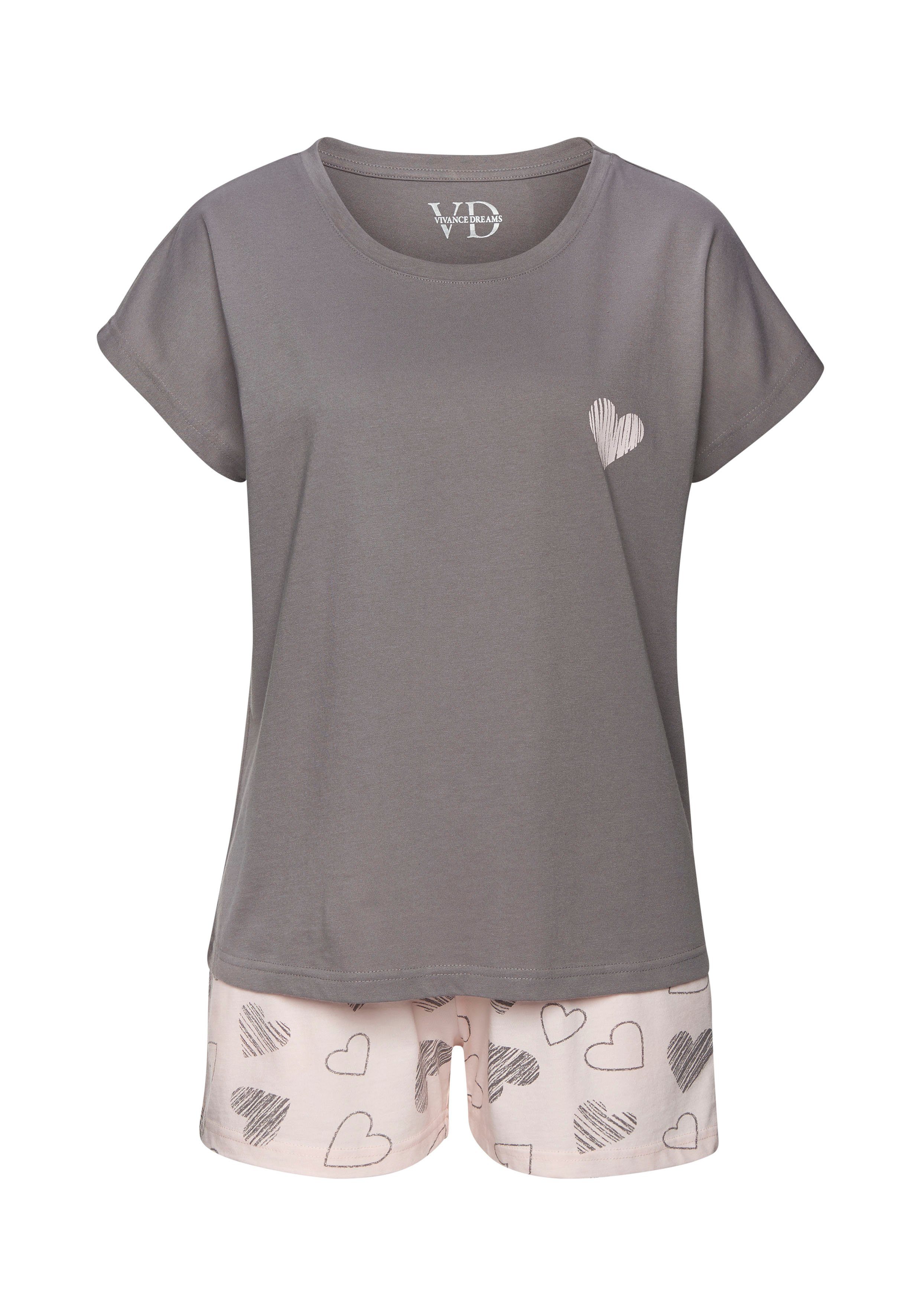 Vivance Dreams Shortama met leuke hartprint (Set van 2)