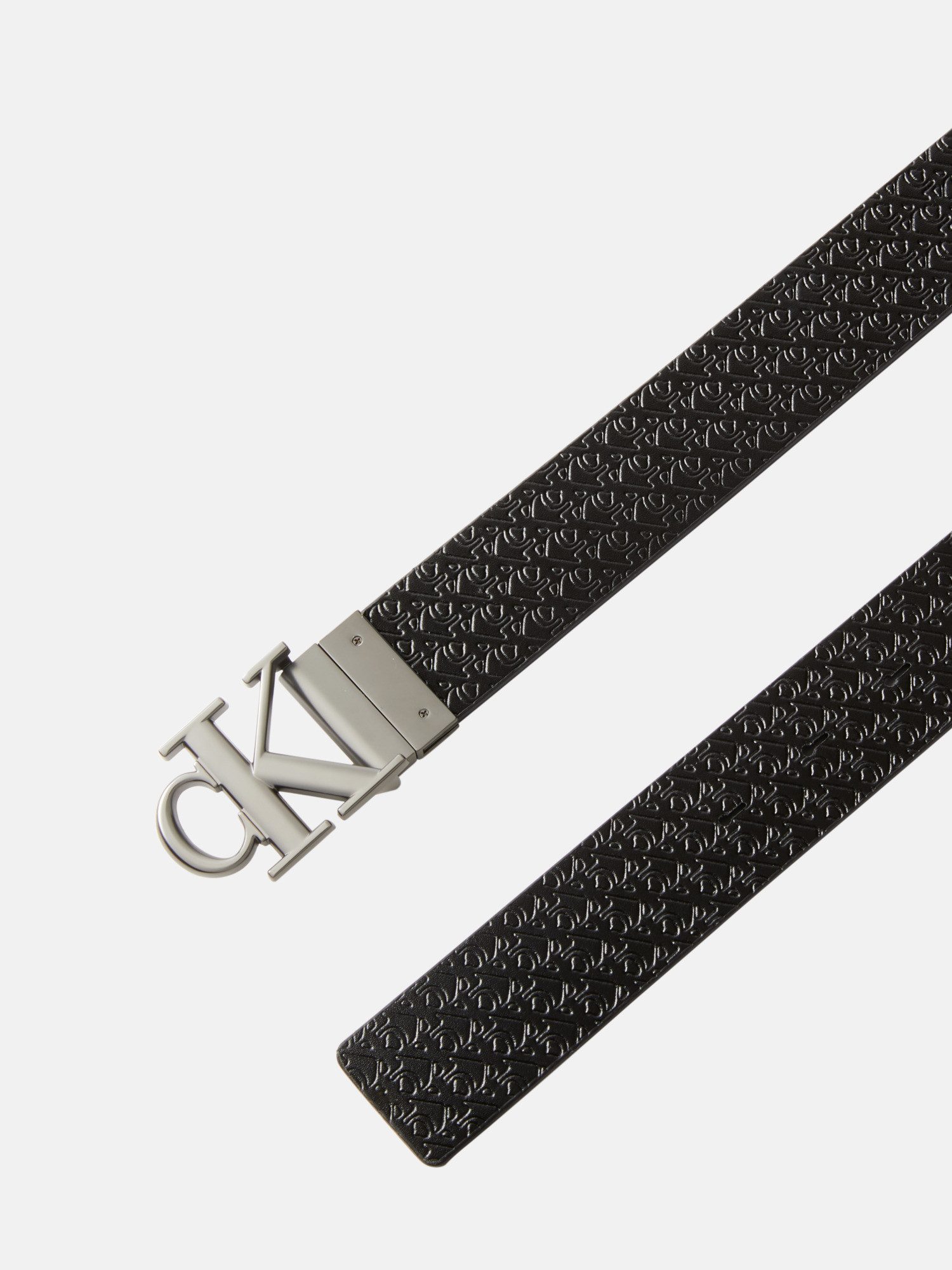 Calvin Klein Leren riem MNGRM PLQ BCKL 35MM