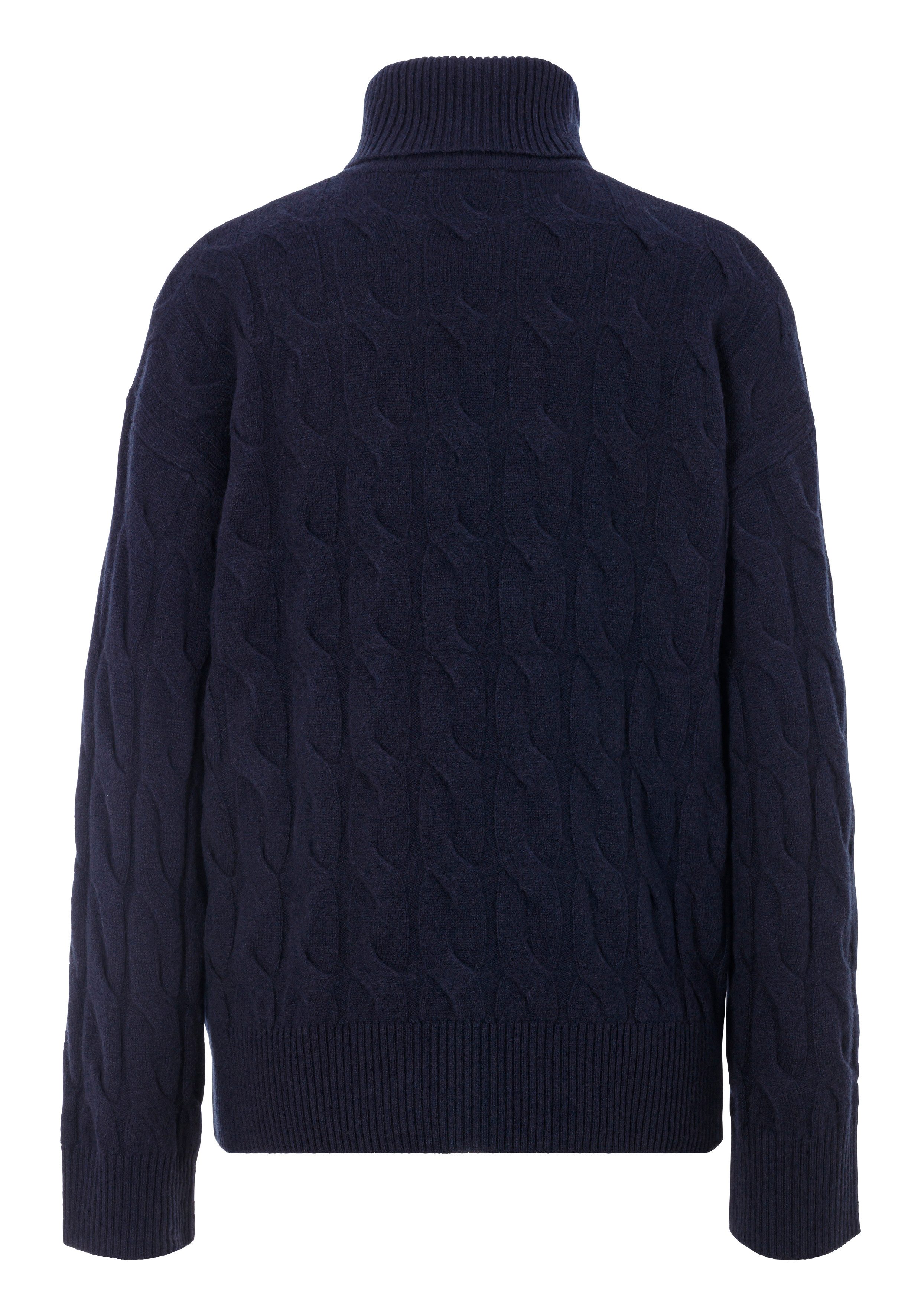 Tommy Hilfiger Coltrui SOFT WOOL CABLE ROLL-NK SWEATER met logoborduring allover kabelpatroon rolkraag 100% wol