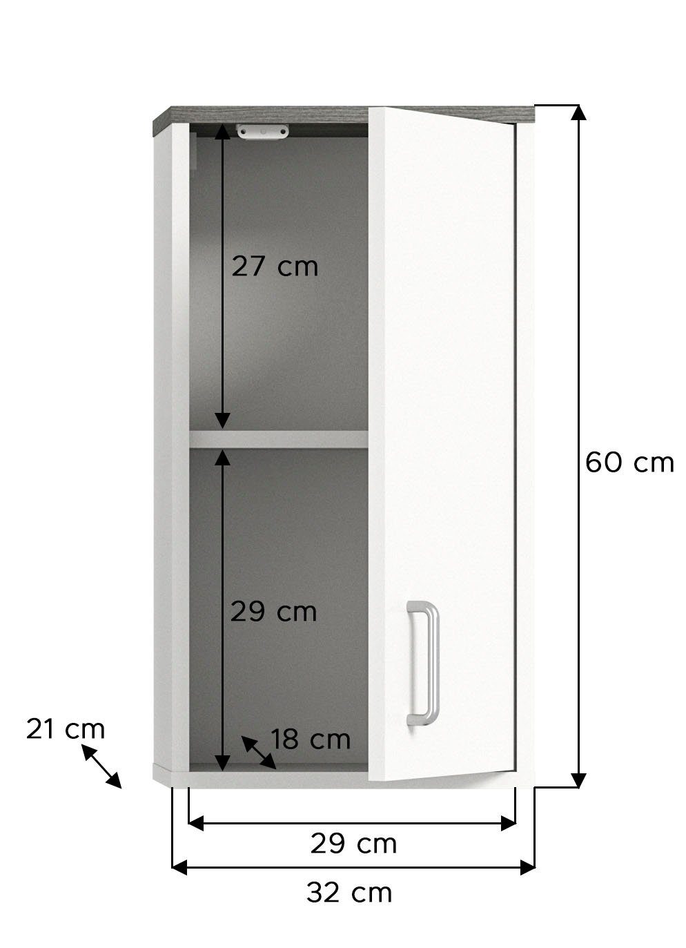 welltime Hangend kastje Lier Badkamermeubel, 1 deur, links of rechts te monteren, breedte 32 cm (1 stuk)