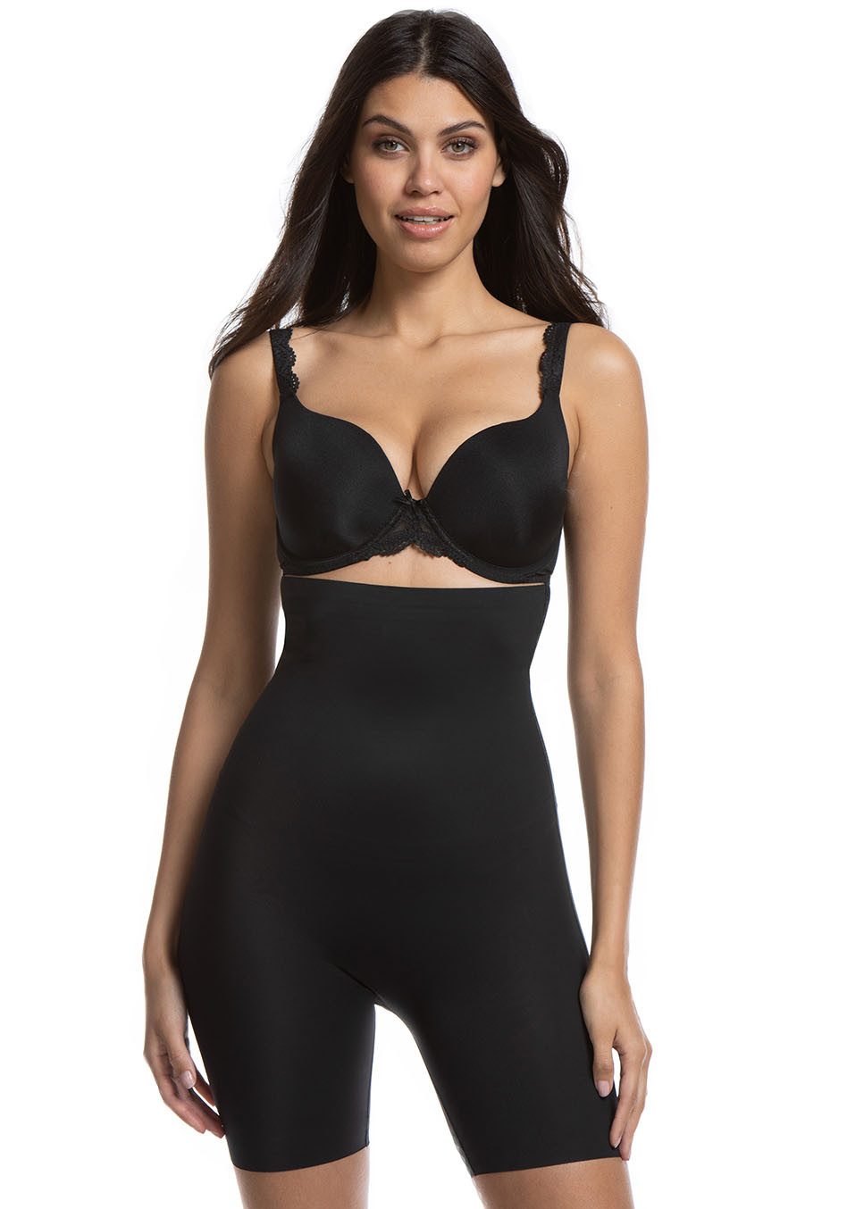 Magic Body Fashion Shapingbroek Maxi Hi-Bermuda Siliconen afwerking aan de bovenkant voorkomt oprollen