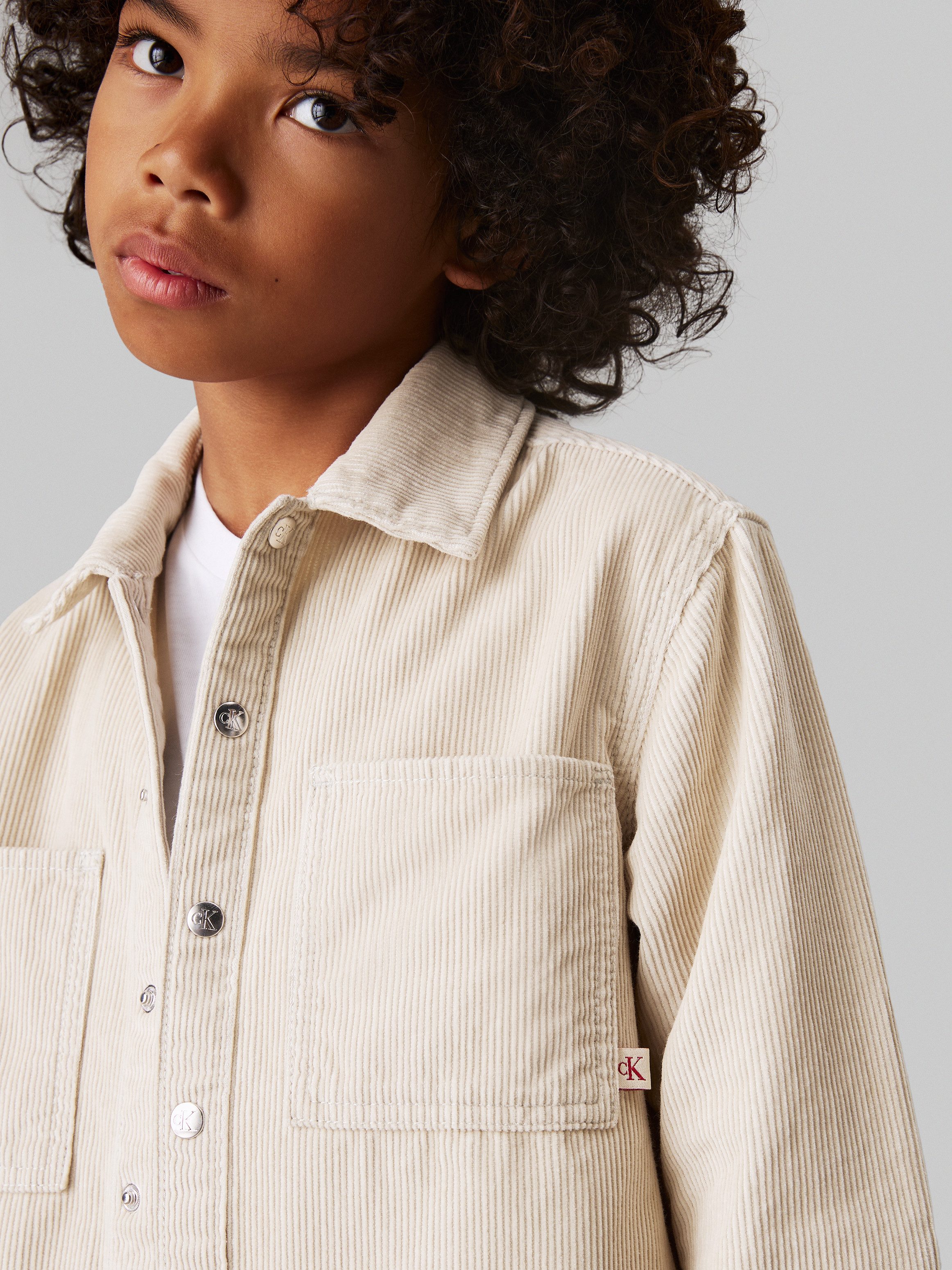 Calvin Klein Overhemd met lange mouwen Corduroy Straight Overshirt voor kinderen tot 16 jaar en met logo-patch