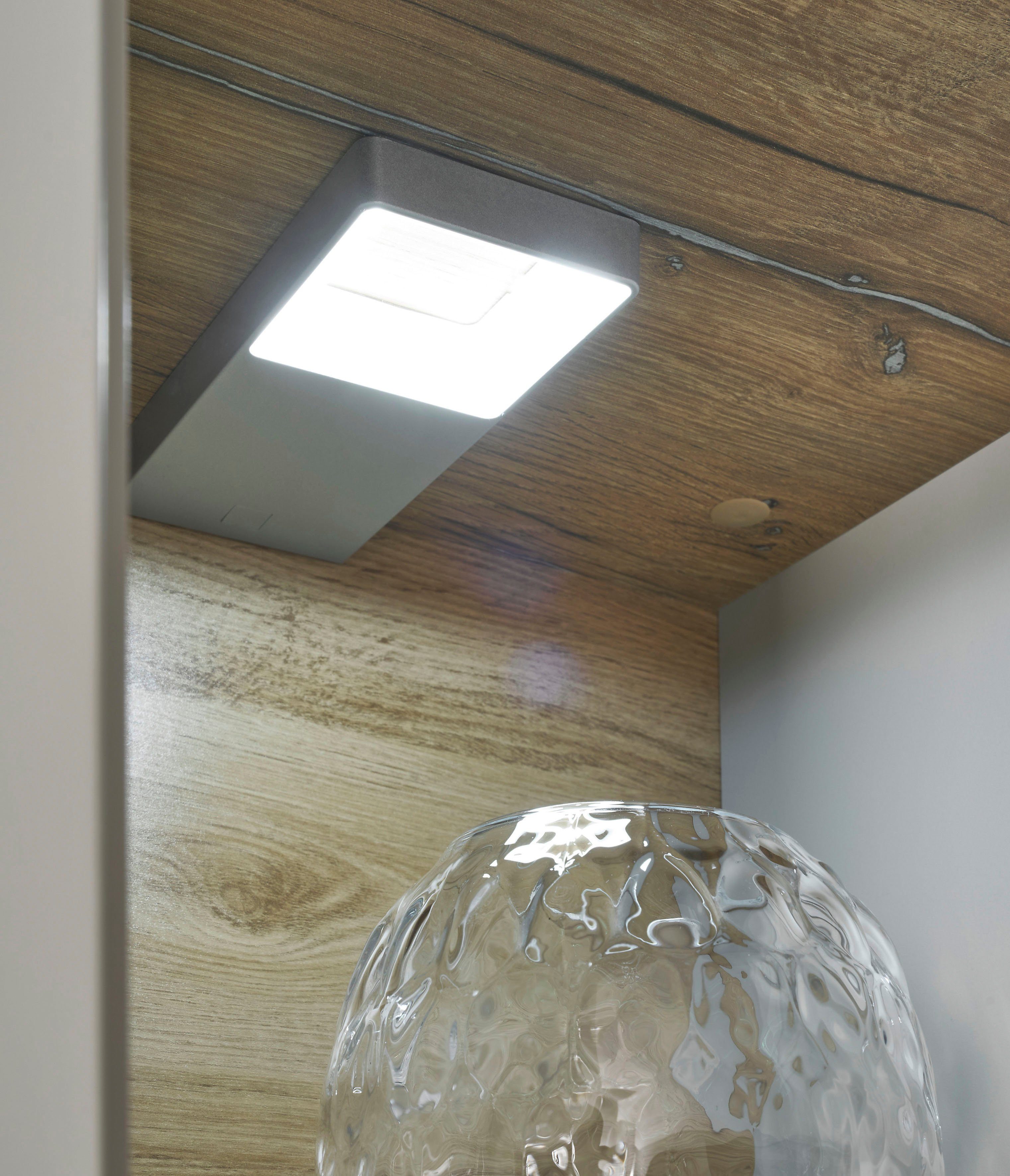 INOSIGN Vitrinekast SCARA zonder verlichting met applicatie tineiken decor, breedte 90 cm, met soft-closefunctie