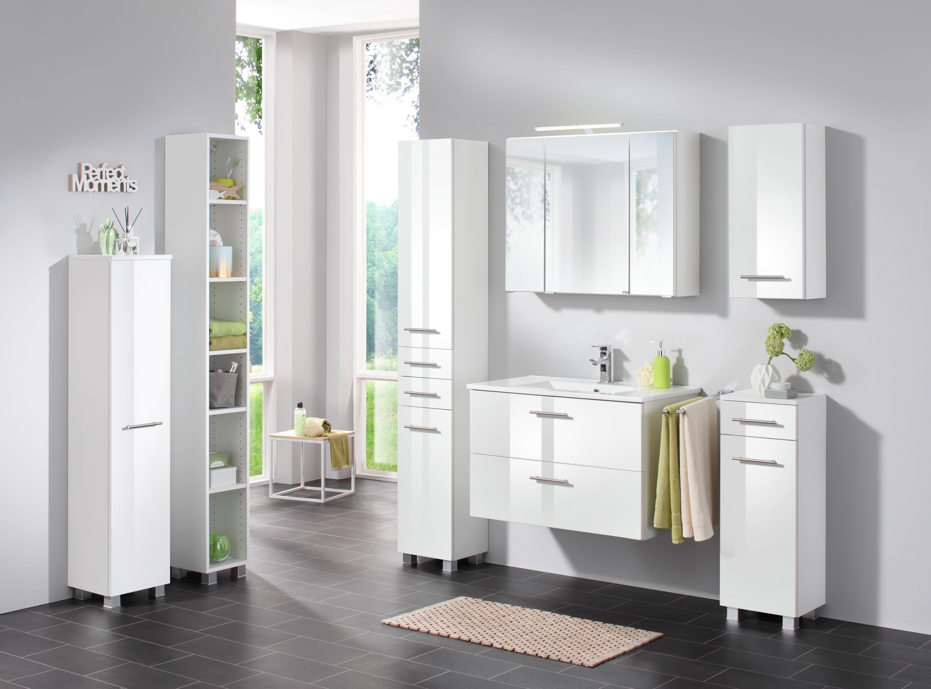 welltime Halfhoge kast Trento, in verschillende designs en kleuren Badkamermeubel, breedte 30 cm, 1 deur, Made in Germany