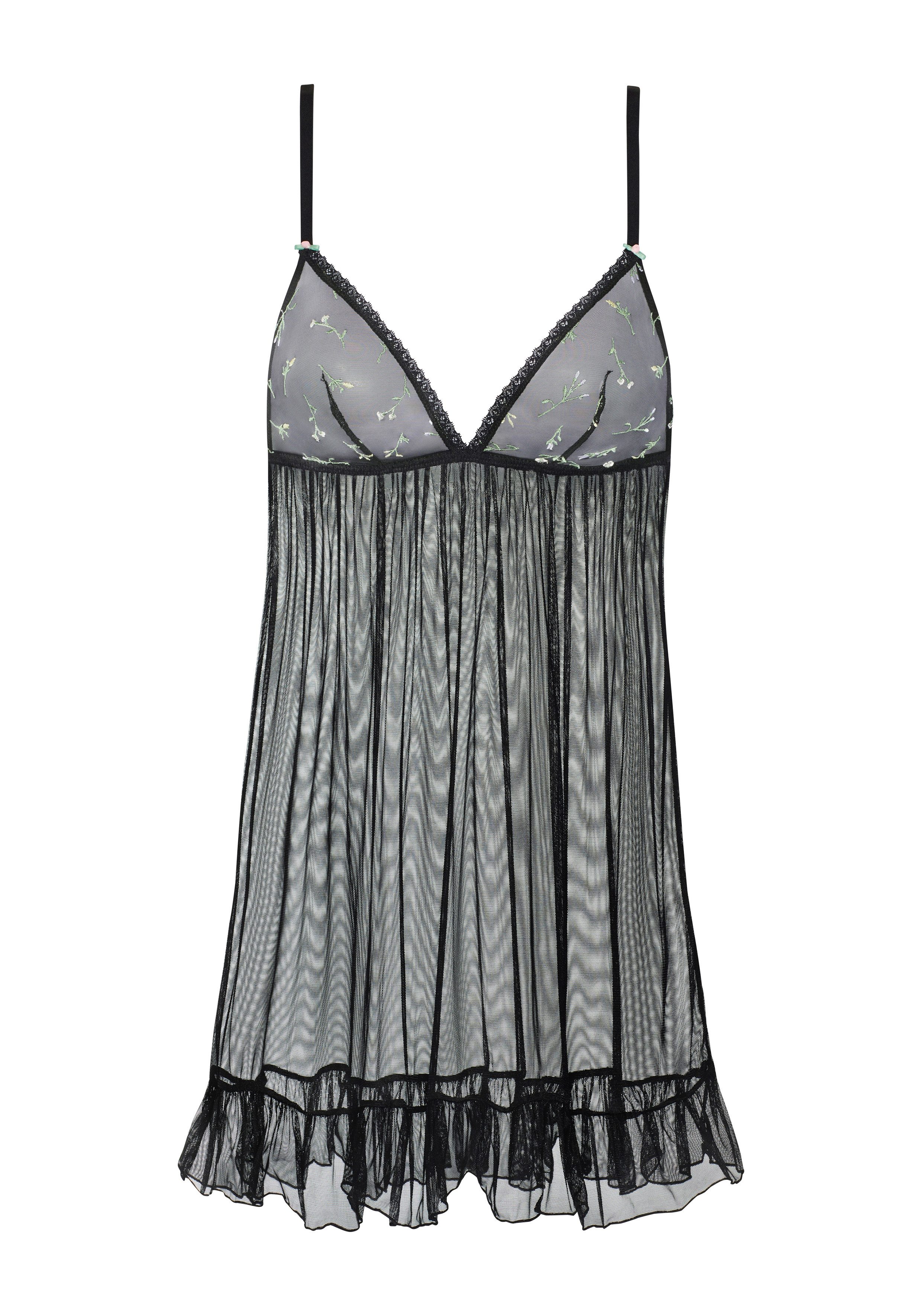 Vivance Negligé Thea van transparant soft-mesh met bloemen van geborduurd kant, lingerie