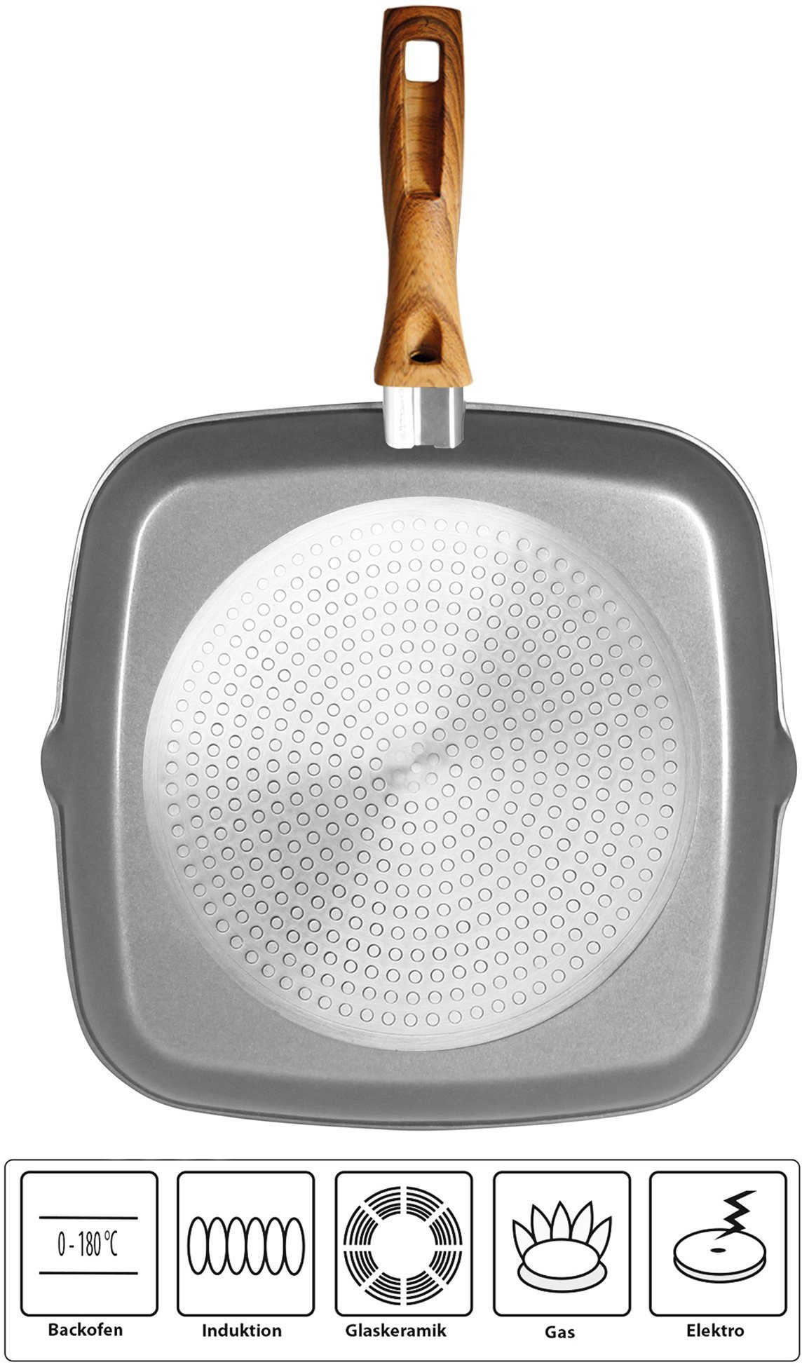 STONELINE Grillpan Back to Nature Ø 28 cm, 2 schenktuiten, inductie